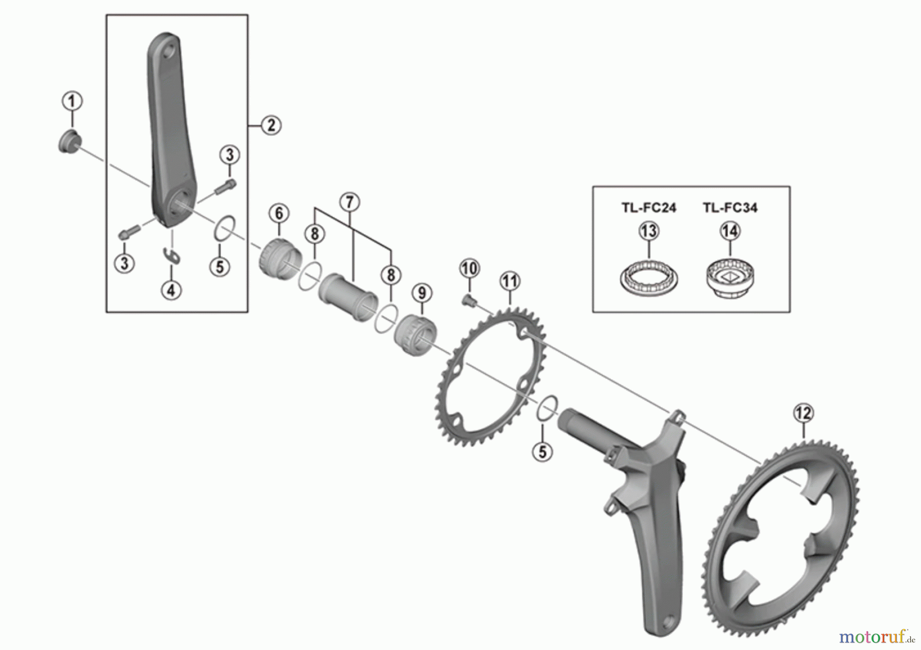  Shimano FC Front Chainwheel - Kurbelsatz, Vorderes Kettenblatt FC-R9200 (-4809) DURA-ACE Kurbelgarnitur