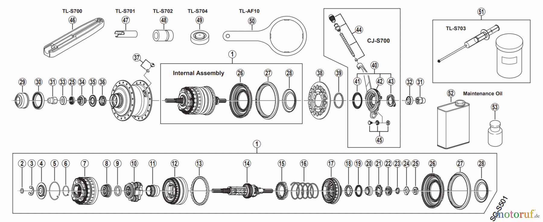  Shimano SG Getriebenabe /Nabenschaltung SG-S700  ALFINE 11-Speed Internal Hub (-3092)