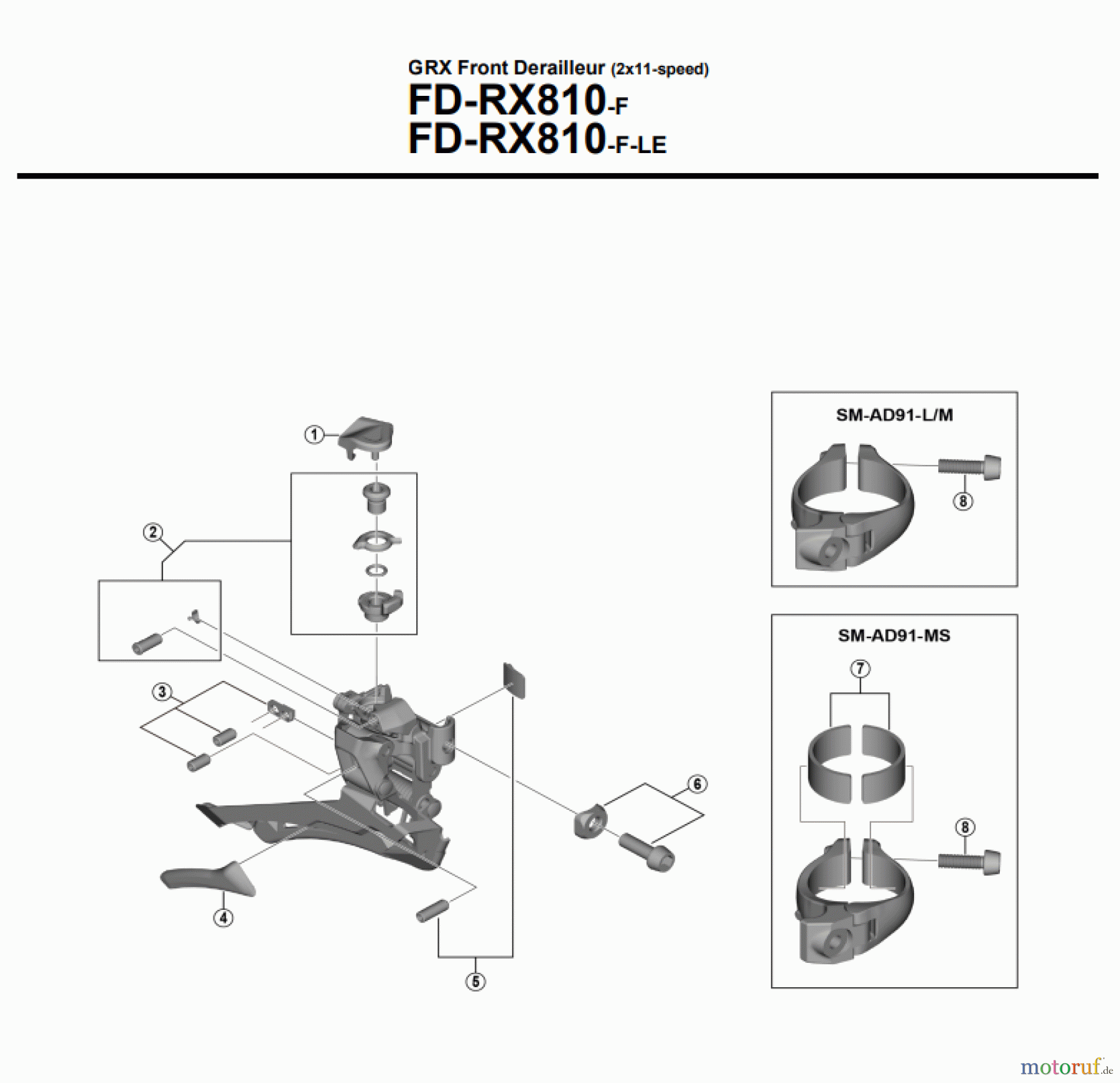  Shimano FD Front Derailleur - Umwerfer GRX Front Derailleur (2x11-speed) FD-RX810-F FD-RX810-F-LE