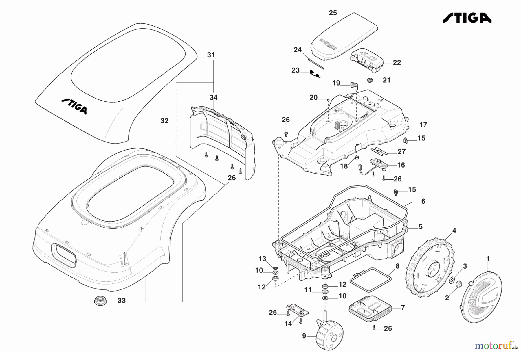  Stiga Mähroboter Baujahr 2023 G 600 2R3101018/ST2 Räder, Karosserie