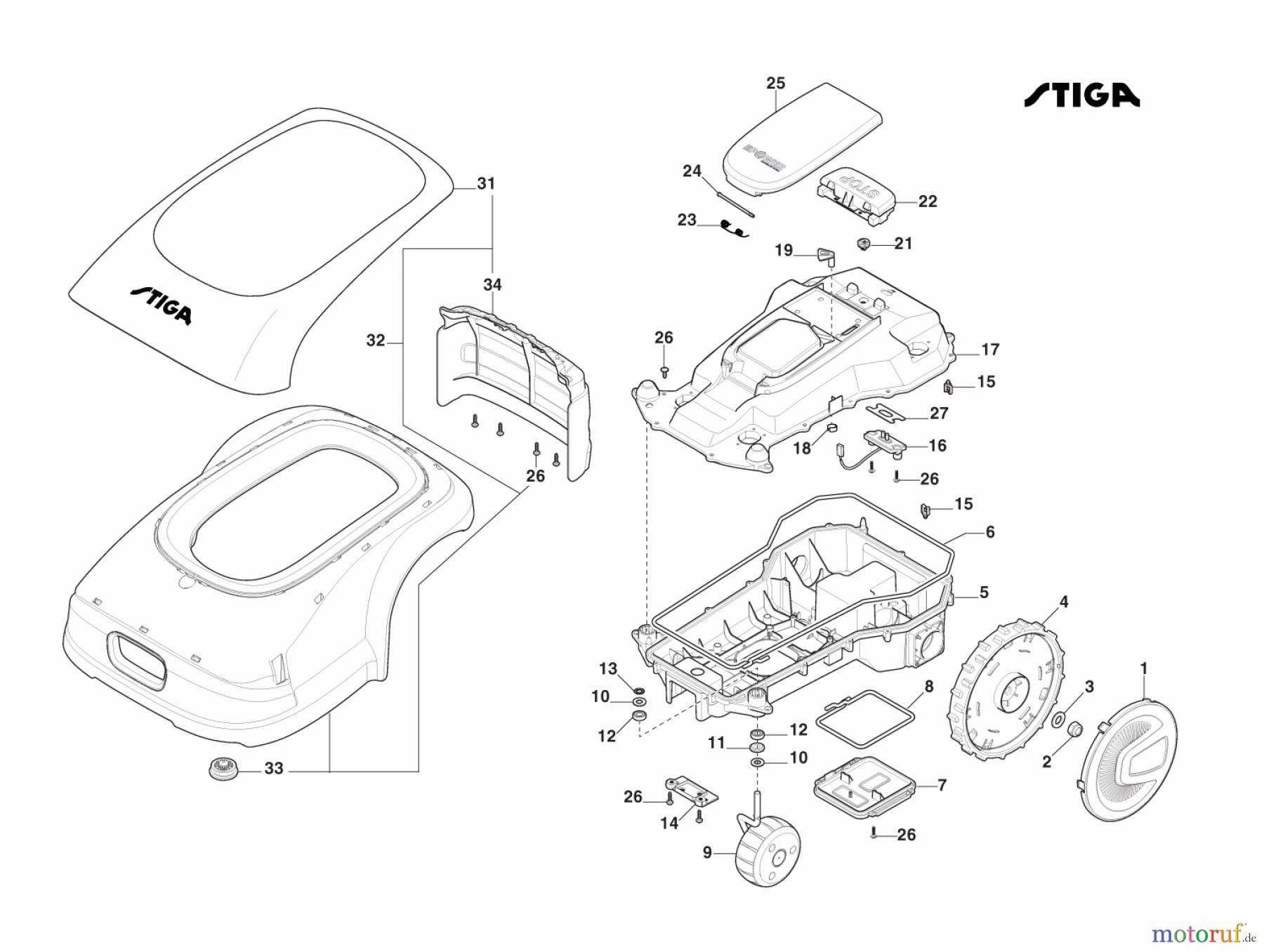  Stiga Mähroboter Baujahr 2023 A 1500 (2023) 2R7102028/ST1 Räder, Karosserie