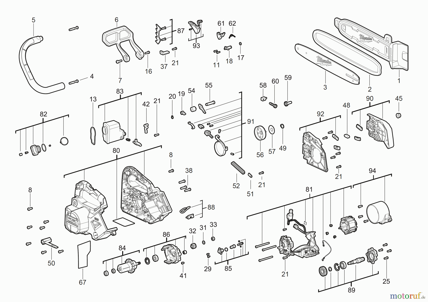  Milwaukee Akku-Geräte Sägen und Trennen Kettensägen M18 FTHCHS35 Seite 1