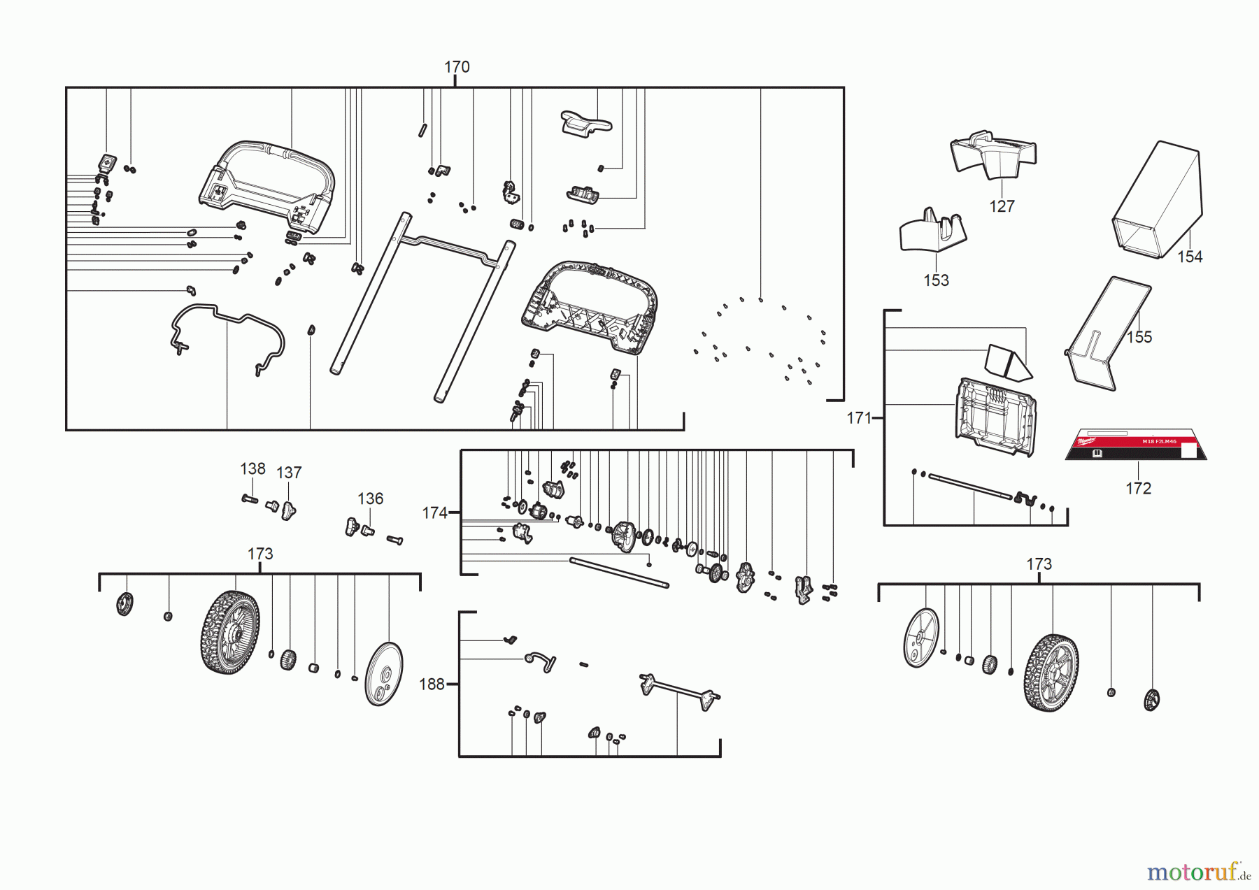  Milwaukee Akku-Geräte Outdoor M18 F2LM46 M18 FUEL™ AKKU-RASENMÄHER 46 CM Seite 1