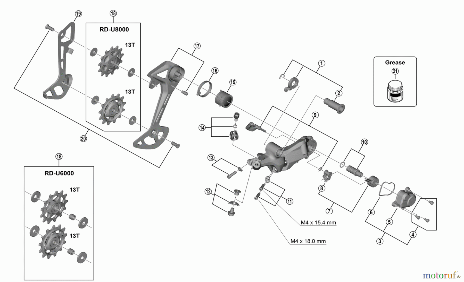  Shimano RD Rear Derailleur - Schaltwerk RD-U8000, RD-U6000 SHIMANO CUES Schaltwerk