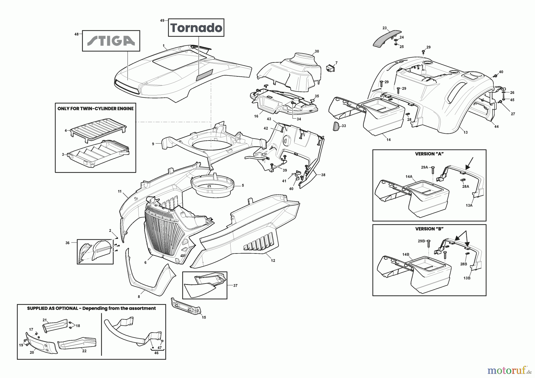  Stiga Aufsitzmäher Baujahr 2024 TORNADO 5108 (2024) 2T1215481/ST1 Karosserie