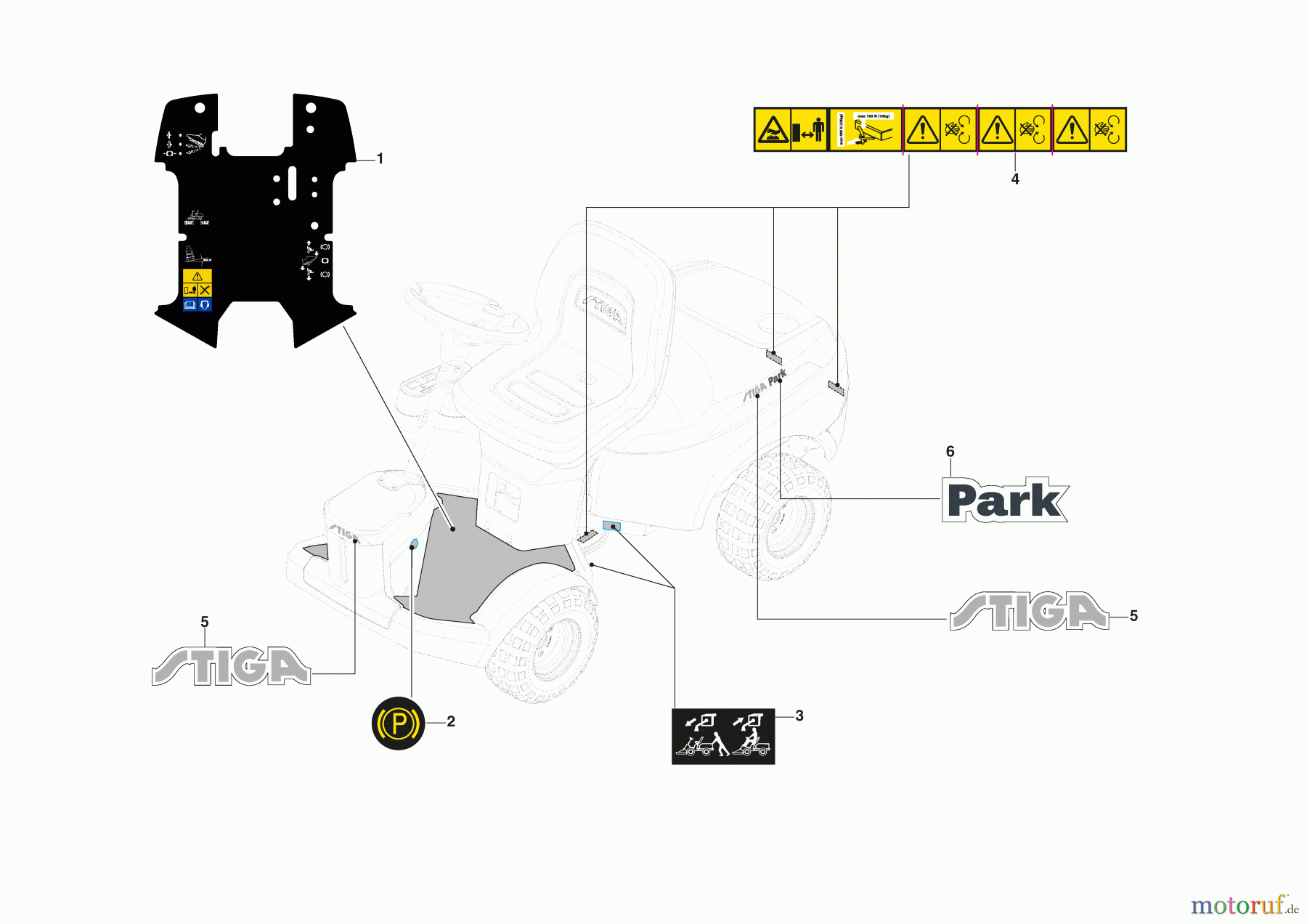  Stiga Frontmäher Baujahr 2024 Park 500 (2024) 2F6120545/ST2P Klebzettel