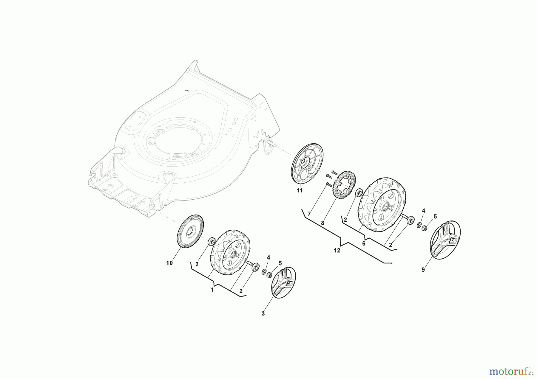  Stiga Rasenmäher Baujahr 2024 Akkurasenmäher Collector 548 AE Kit (2024) 2L0485808/ST1 Rad und Radkappe