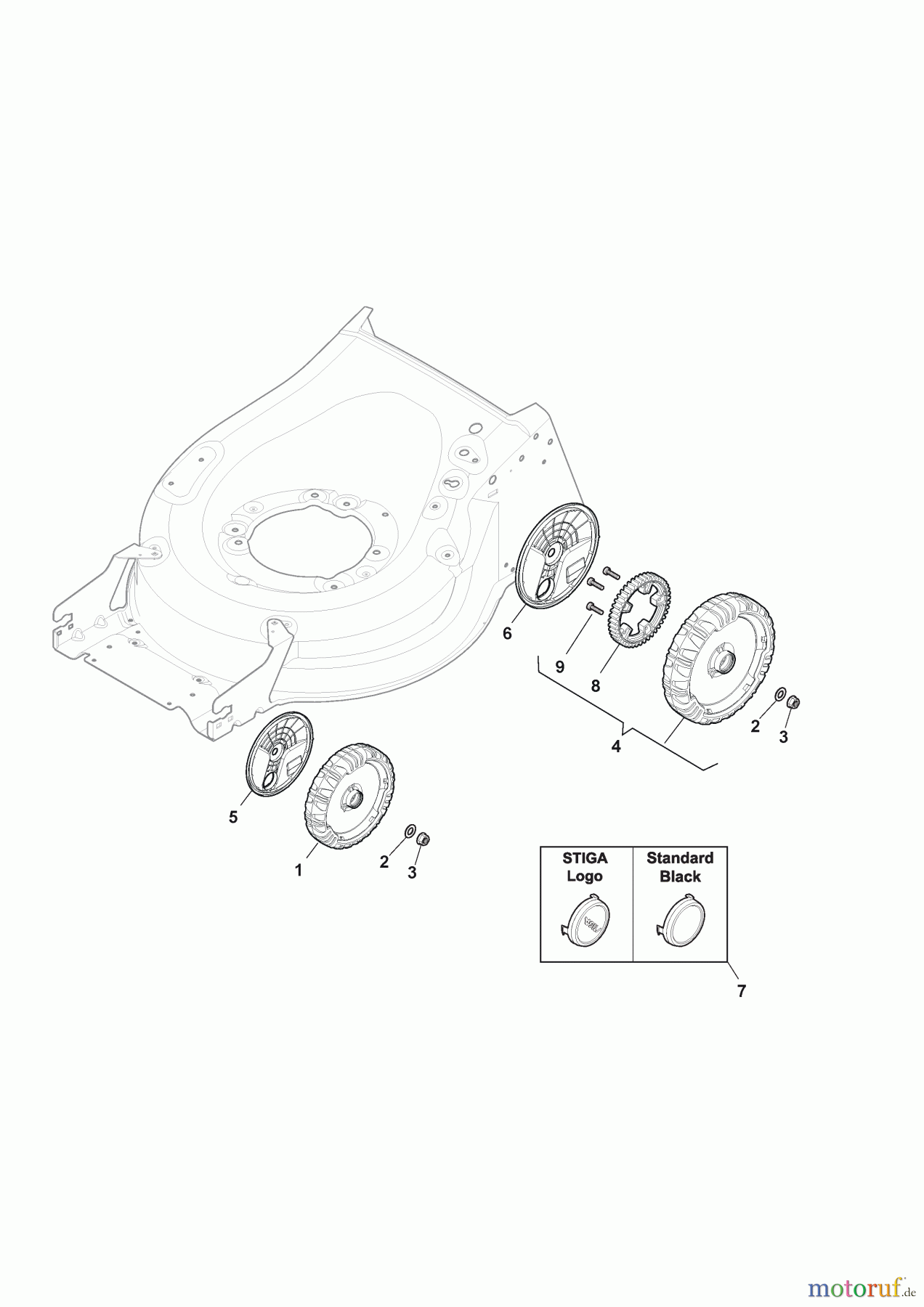  Stiga Rasenmäher Baujahr 2024 Akkurasenmäher Twinclip 950e V Kit (2024) 294513998/ST1 Rad und Radkappe