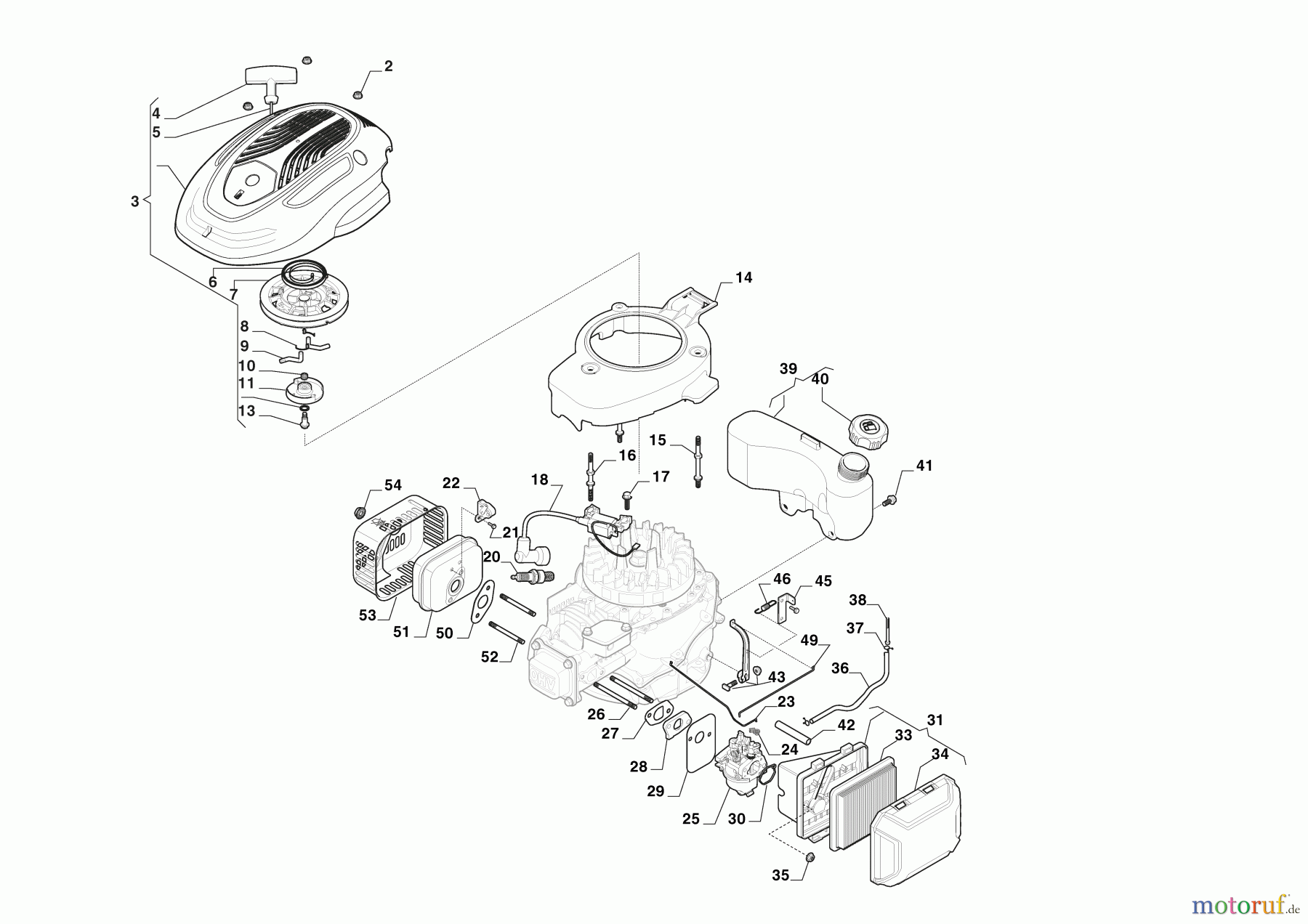  Stiga Rasenmäher Baujahr 2024 Benzinrasenmäher Combi 53 S (2024) 2L0536148/ST1 Motor - Vergaser, Tank 