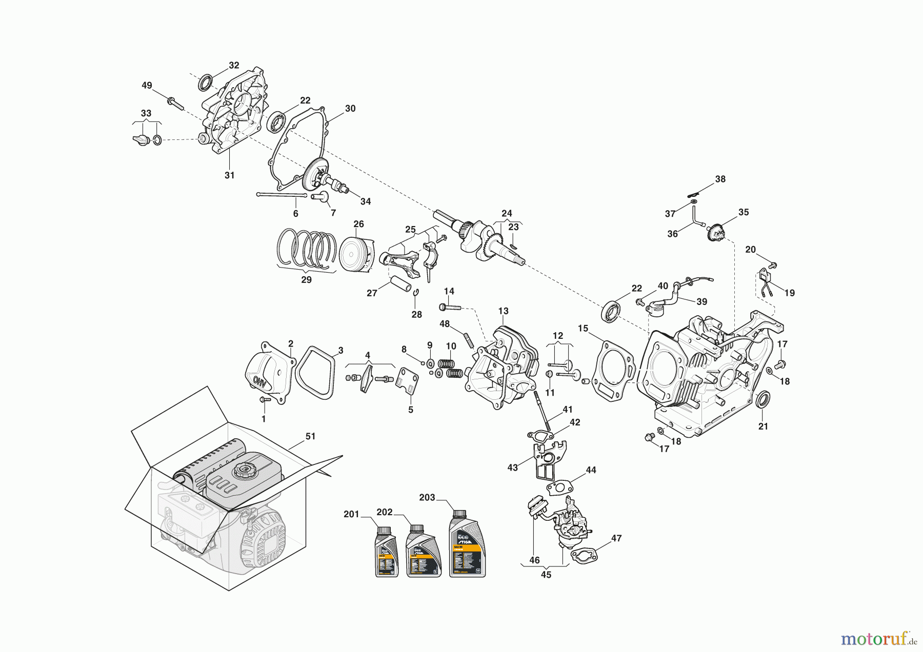  Stiga Kehrmaschinen Baujahr 2024 SWS 600 G (2024) 219602532/S17 Motor - Kolben, Motorwelle