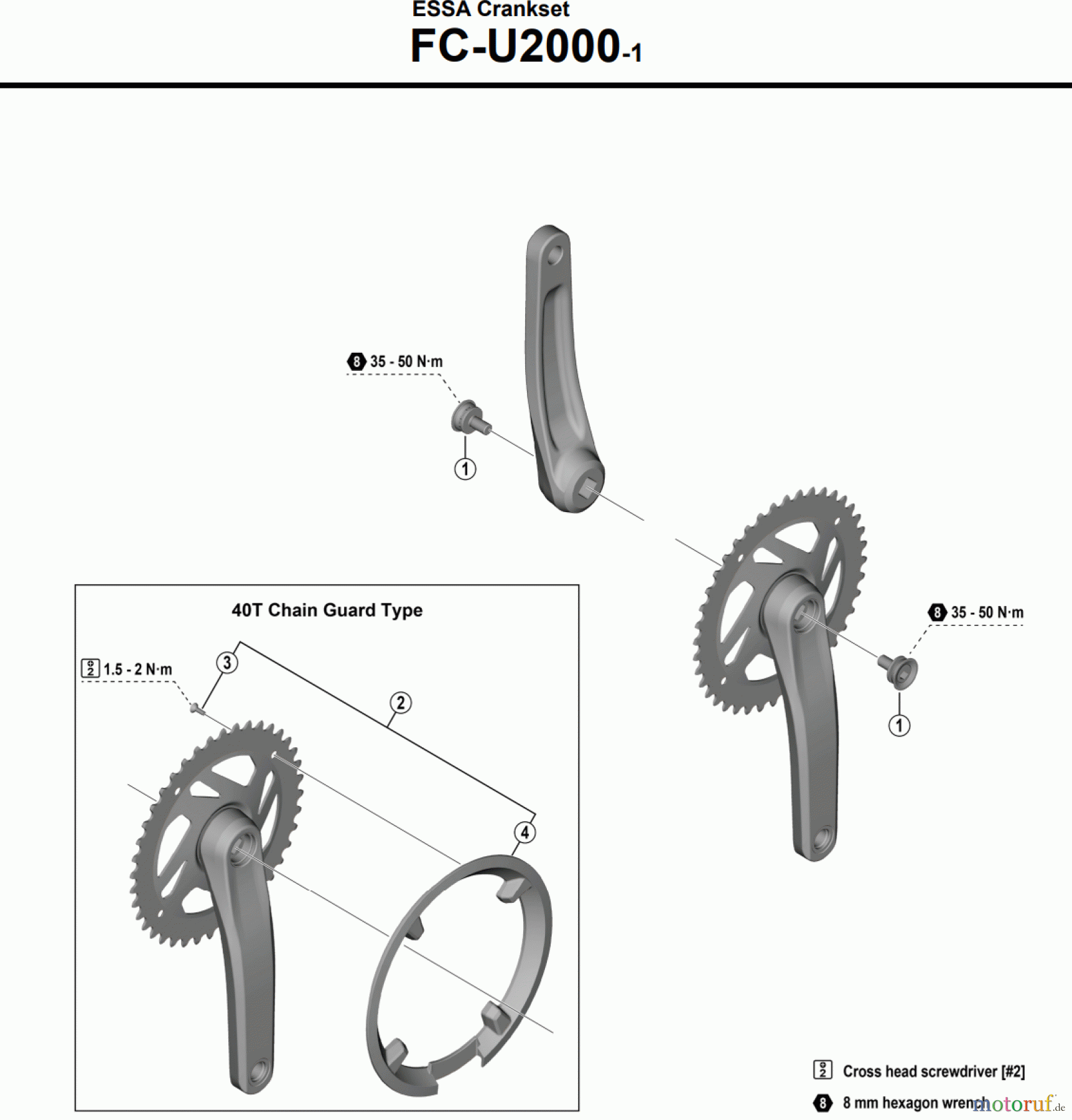  Shimano FC Front Chainwheel - Kurbelsatz, Vorderes Kettenblatt FC-U2000 ESSA Crankset