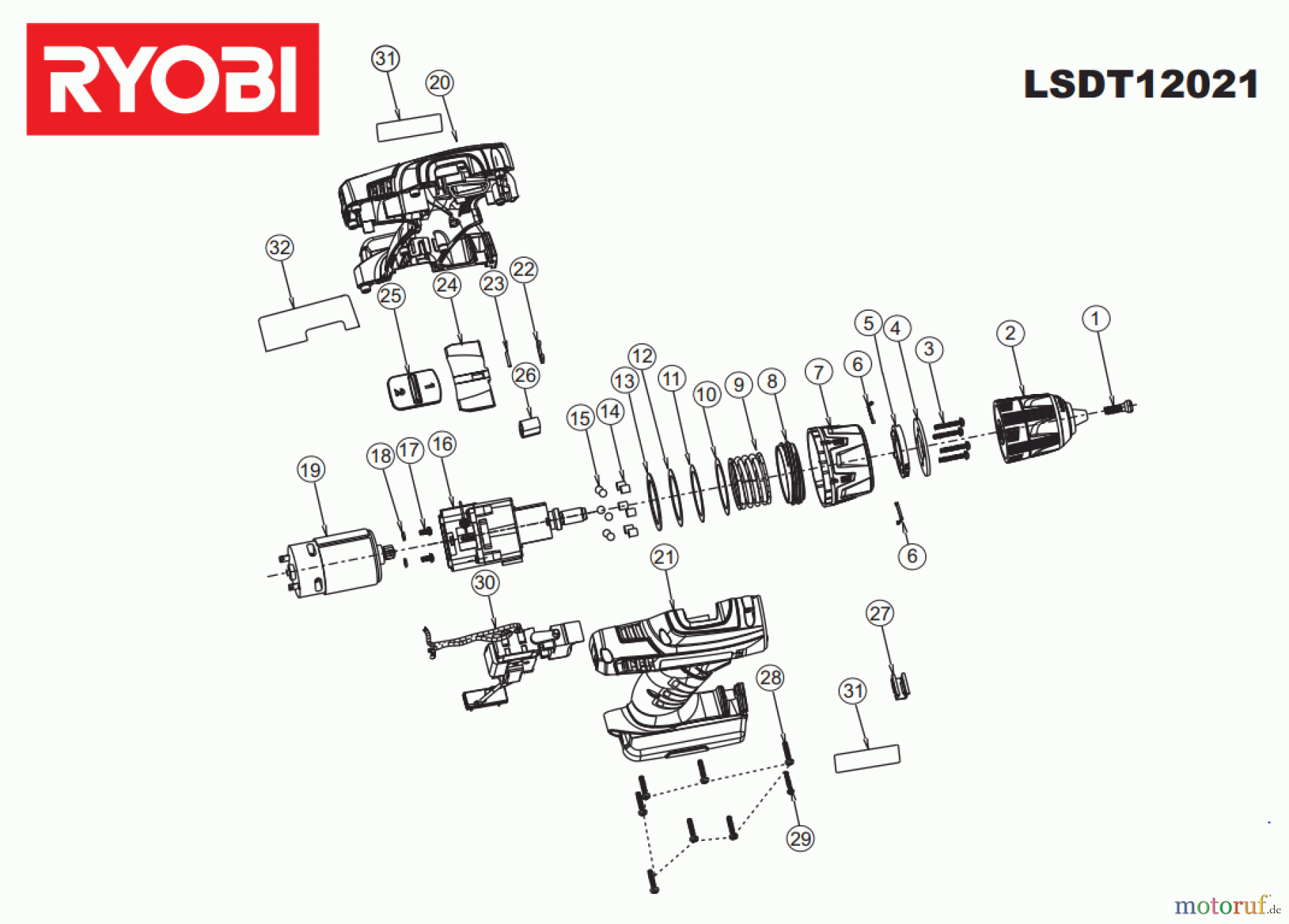  Ryobi (Schlag-)Bohrschrauber Bohrschrauber LSDT12021 Seite 1