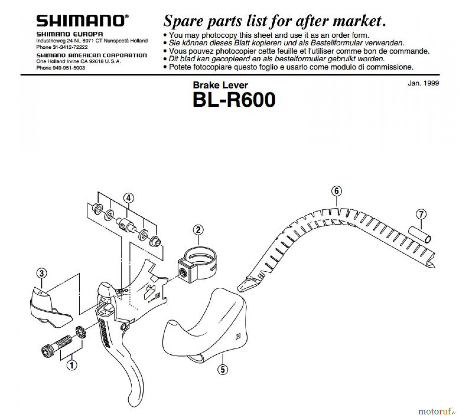  Shimano BL Brake Lever - Bremshebel BL-R600-EV