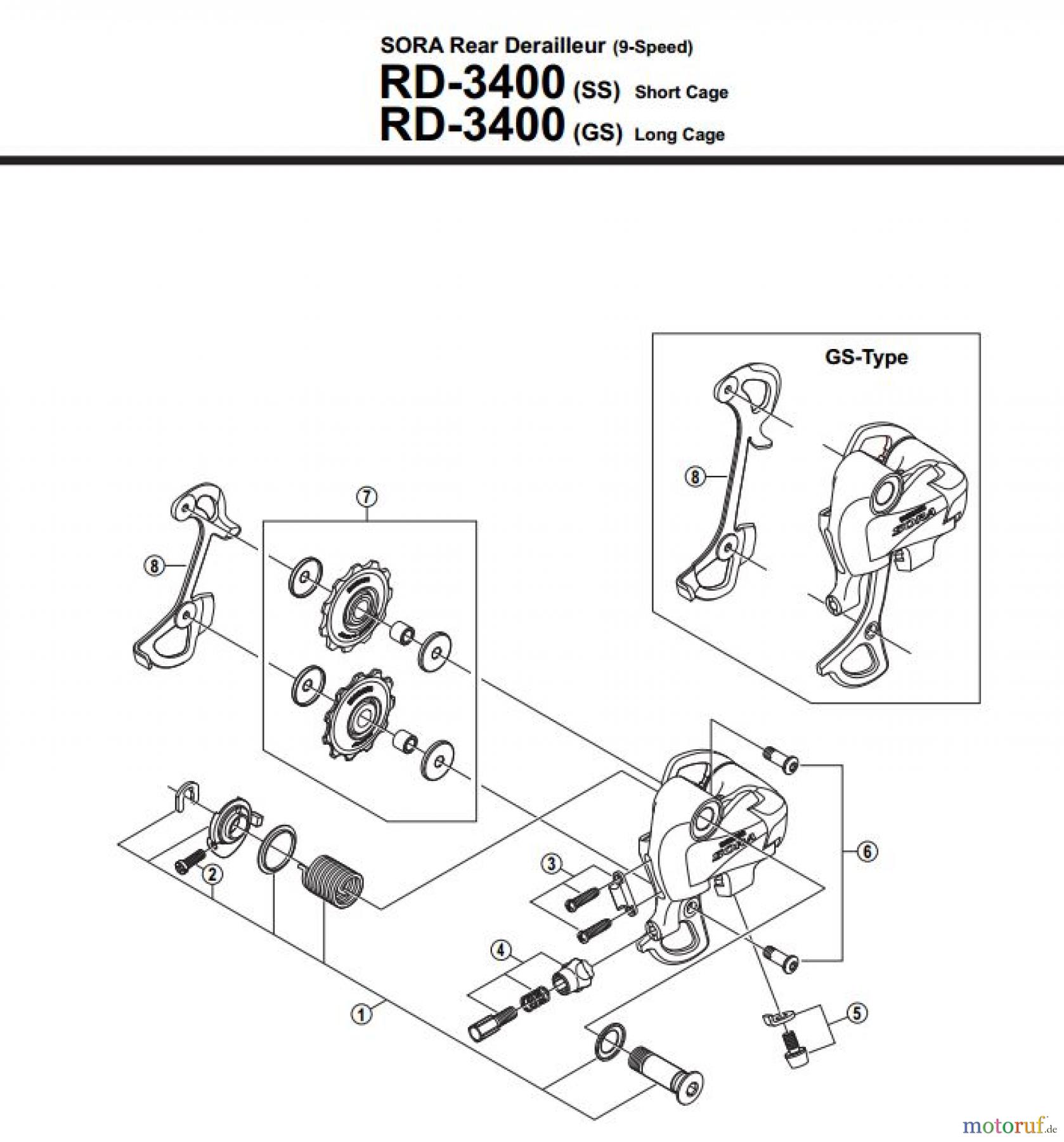  Shimano RD Rear Derailleur - Schaltwerk RD-3400-2754