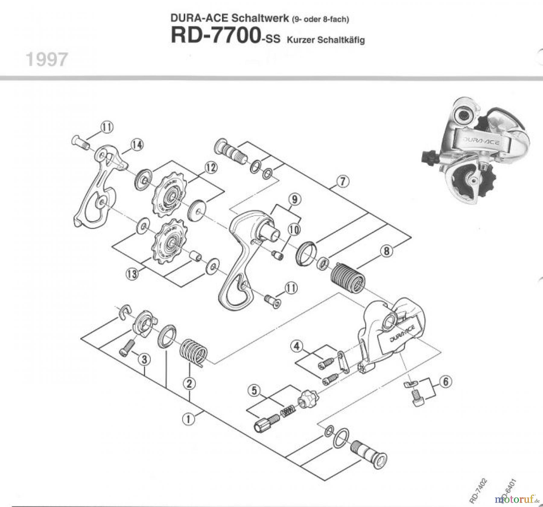  Shimano RD Rear Derailleur - Schaltwerk RD-7700-97