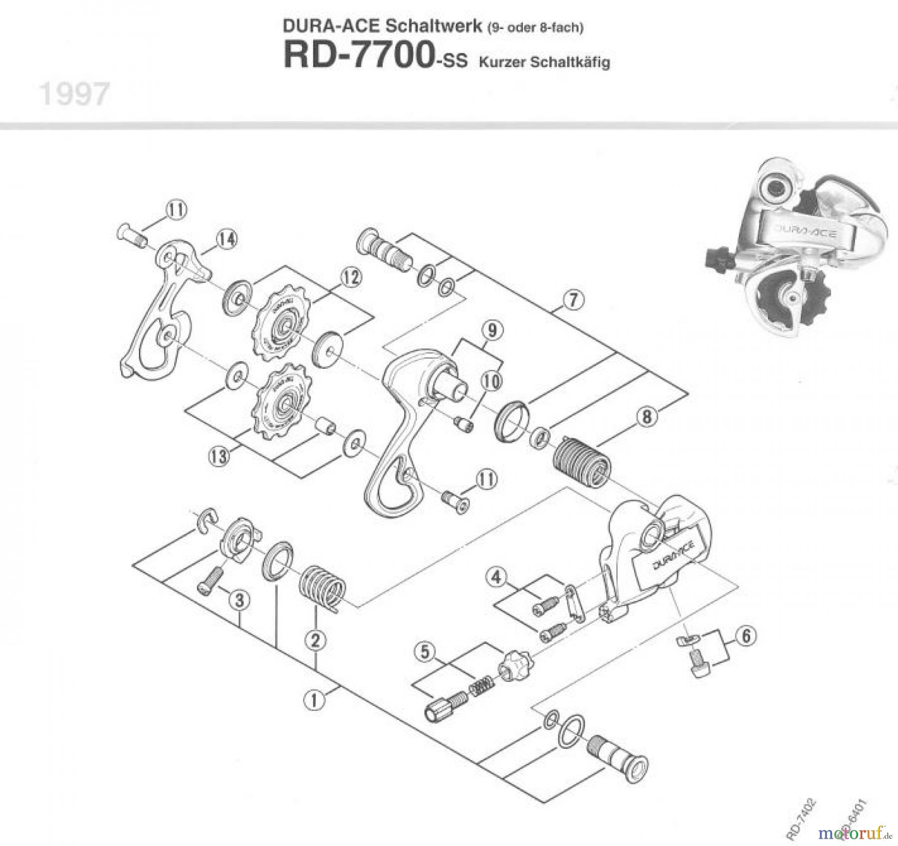  Shimano RD Rear Derailleur - Schaltwerk RD-7700-SS-97