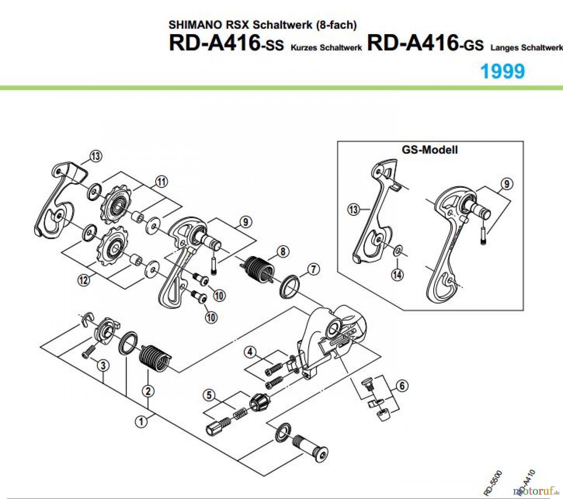  Shimano RD Rear Derailleur - Schaltwerk RD-A416-99