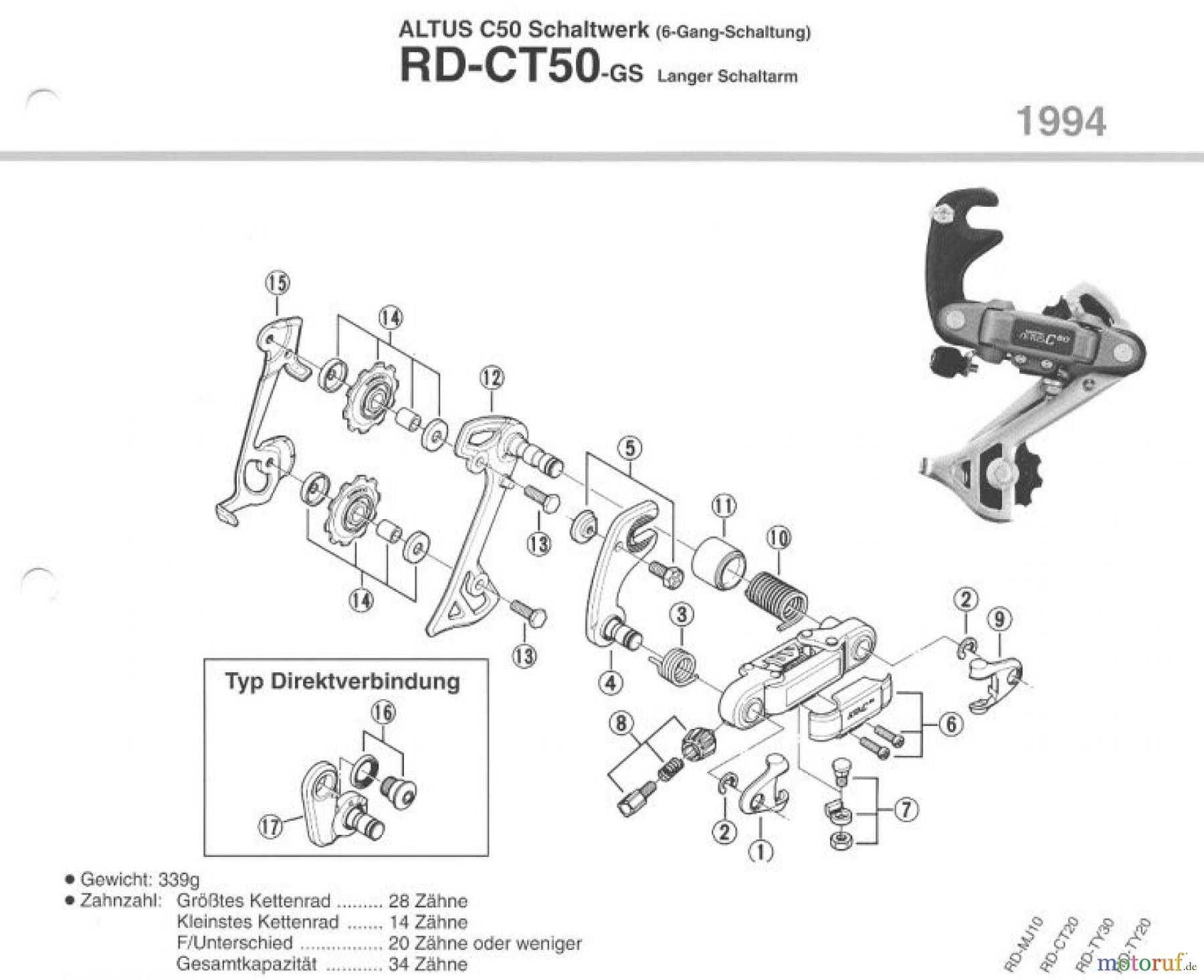  Shimano RD Rear Derailleur - Schaltwerk RD-CT50-94