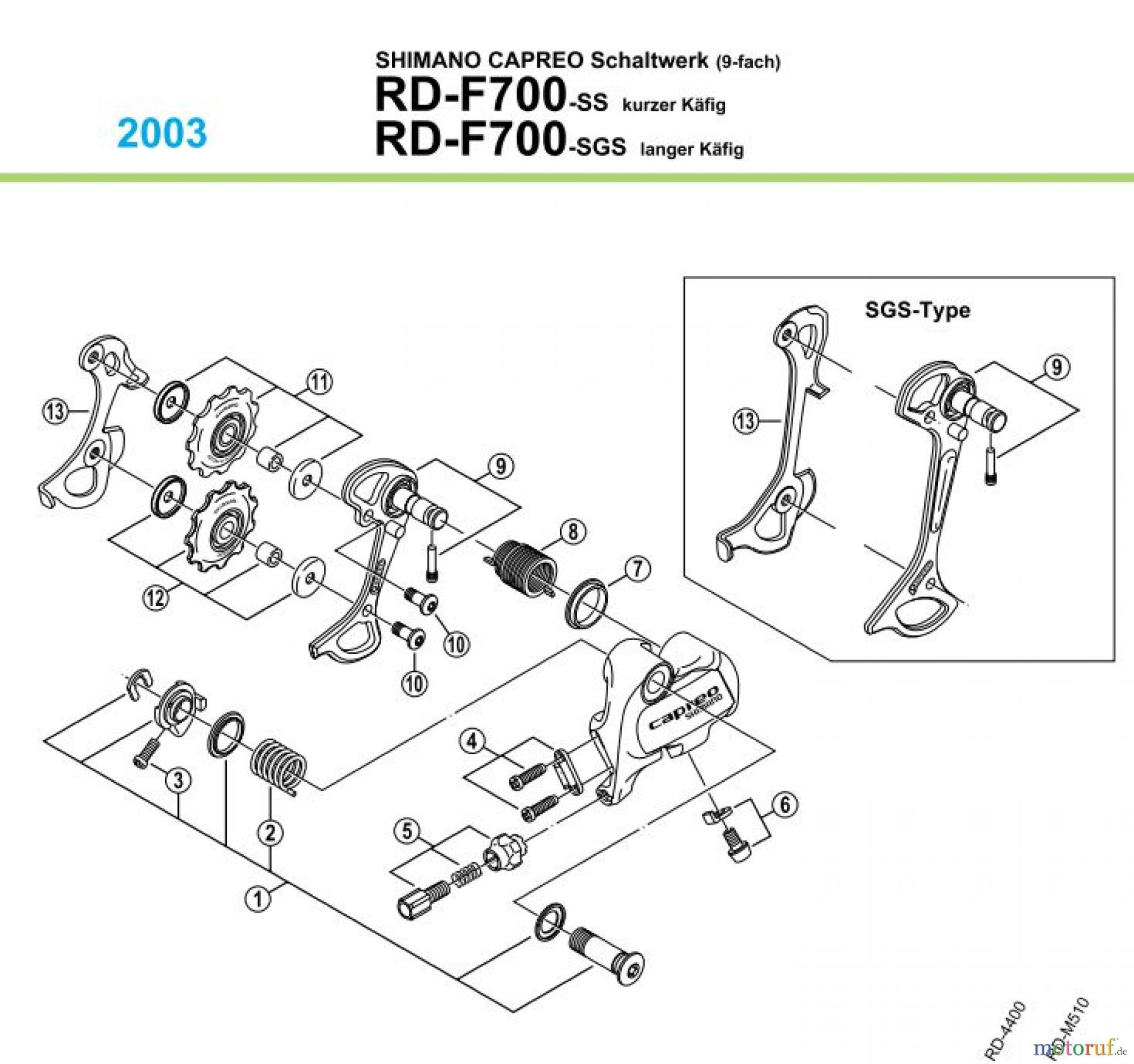  Shimano RD Rear Derailleur - Schaltwerk RD-F700-03