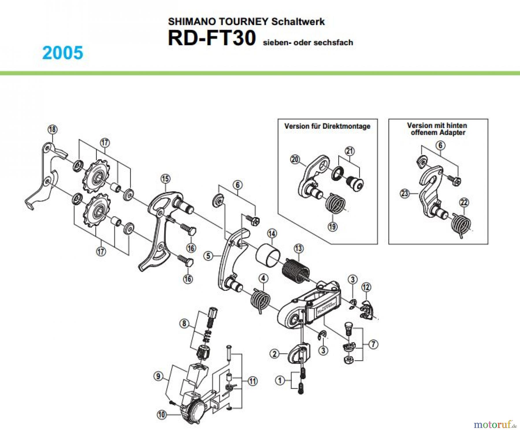  Shimano RD Rear Derailleur - Schaltwerk RD-FT30-05