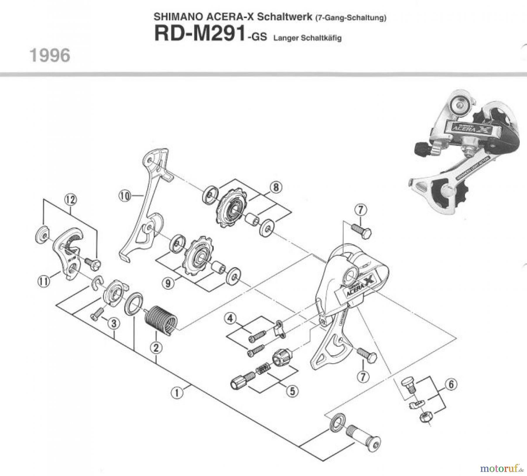  Shimano RD Rear Derailleur - Schaltwerk RD-M291-96