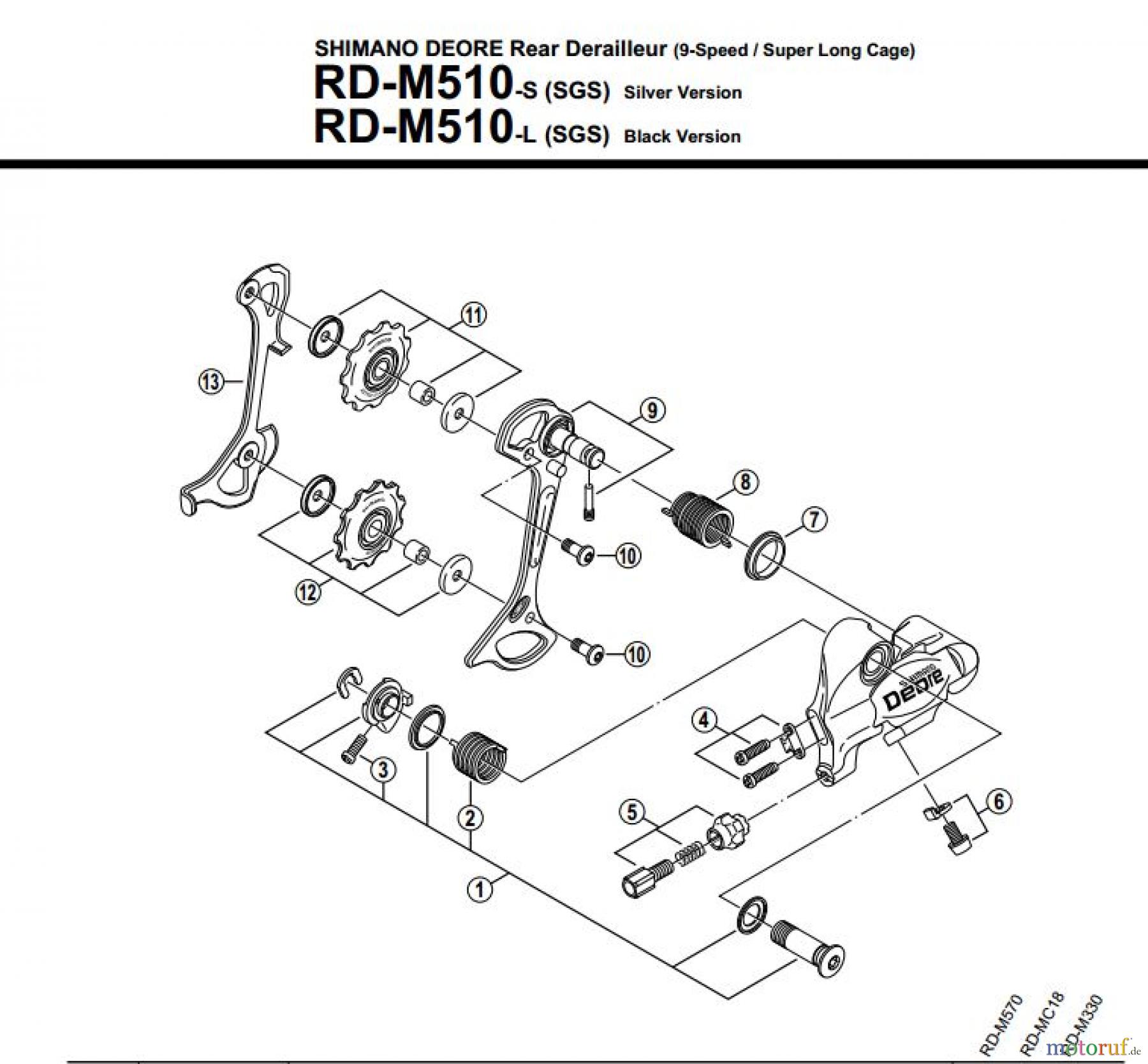  Shimano RD Rear Derailleur - Schaltwerk RD-M510