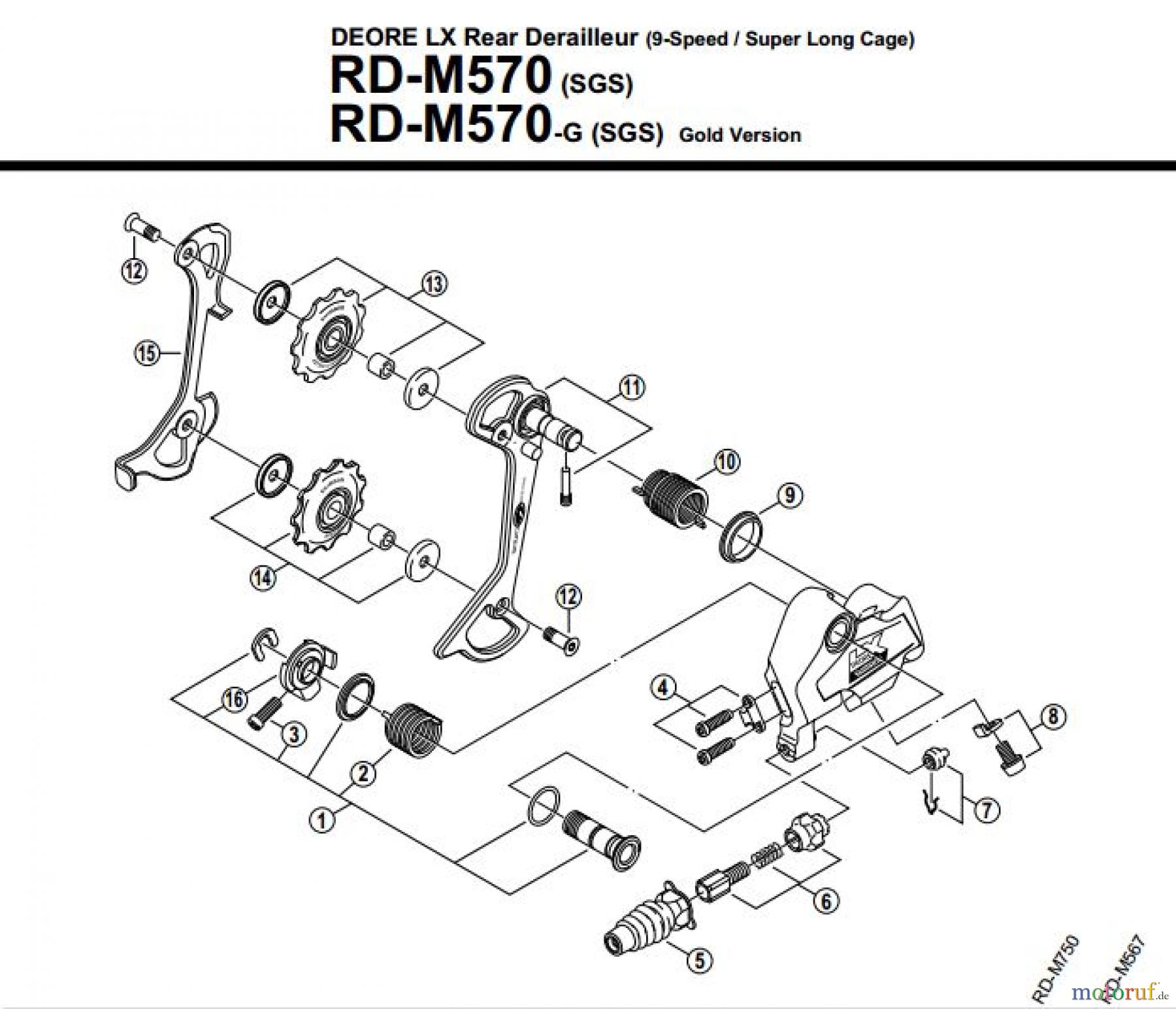  Shimano RD Rear Derailleur - Schaltwerk RD-M570-M570-G