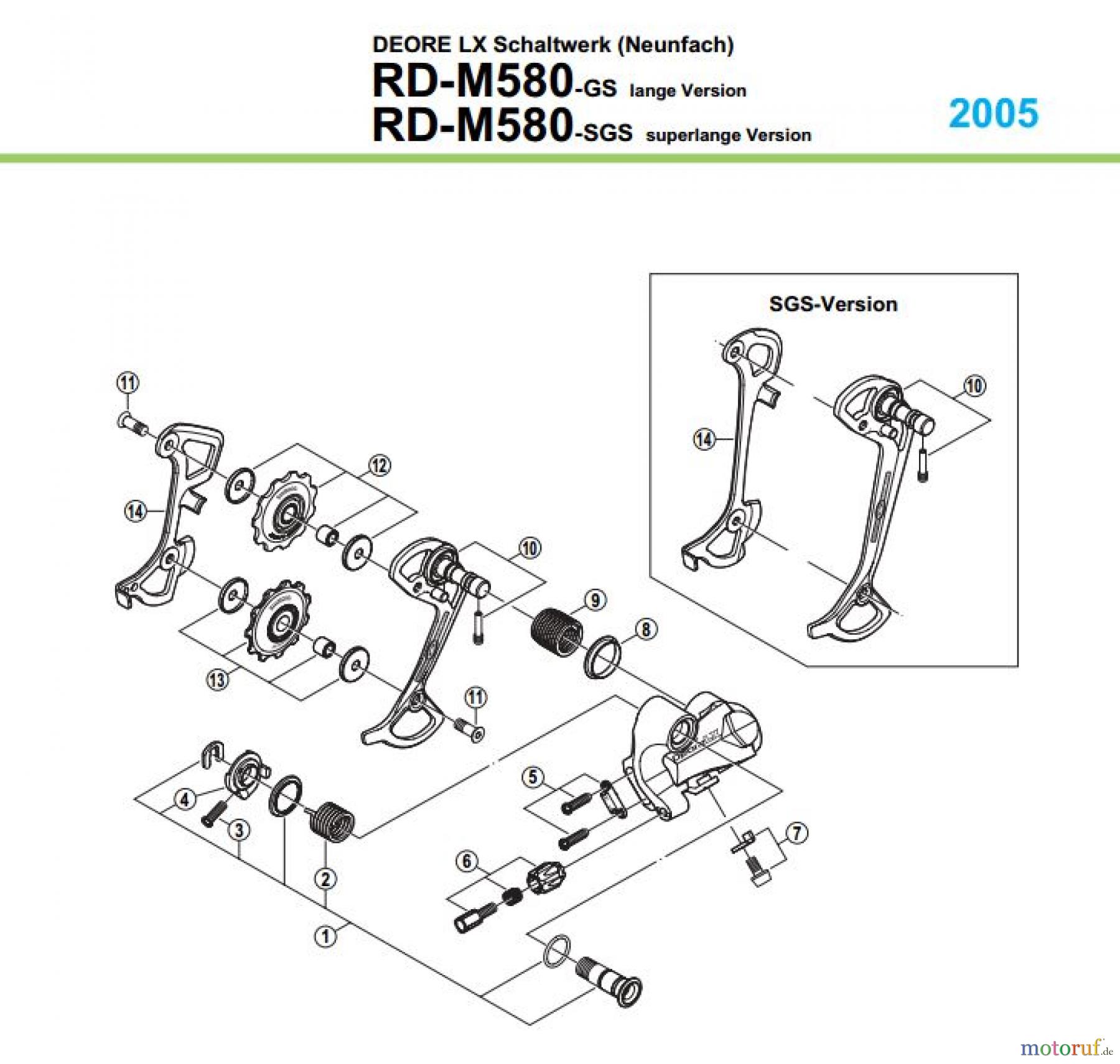  Shimano RD Rear Derailleur - Schaltwerk RD-M580-05