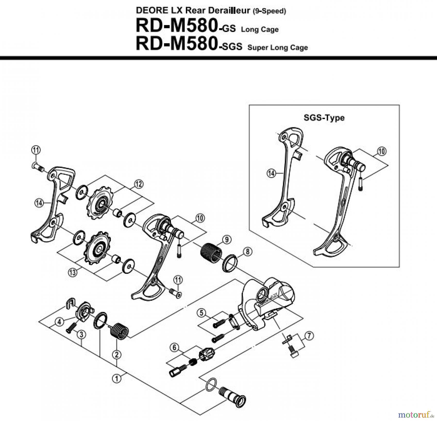  Shimano RD Rear Derailleur - Schaltwerk RD-M580