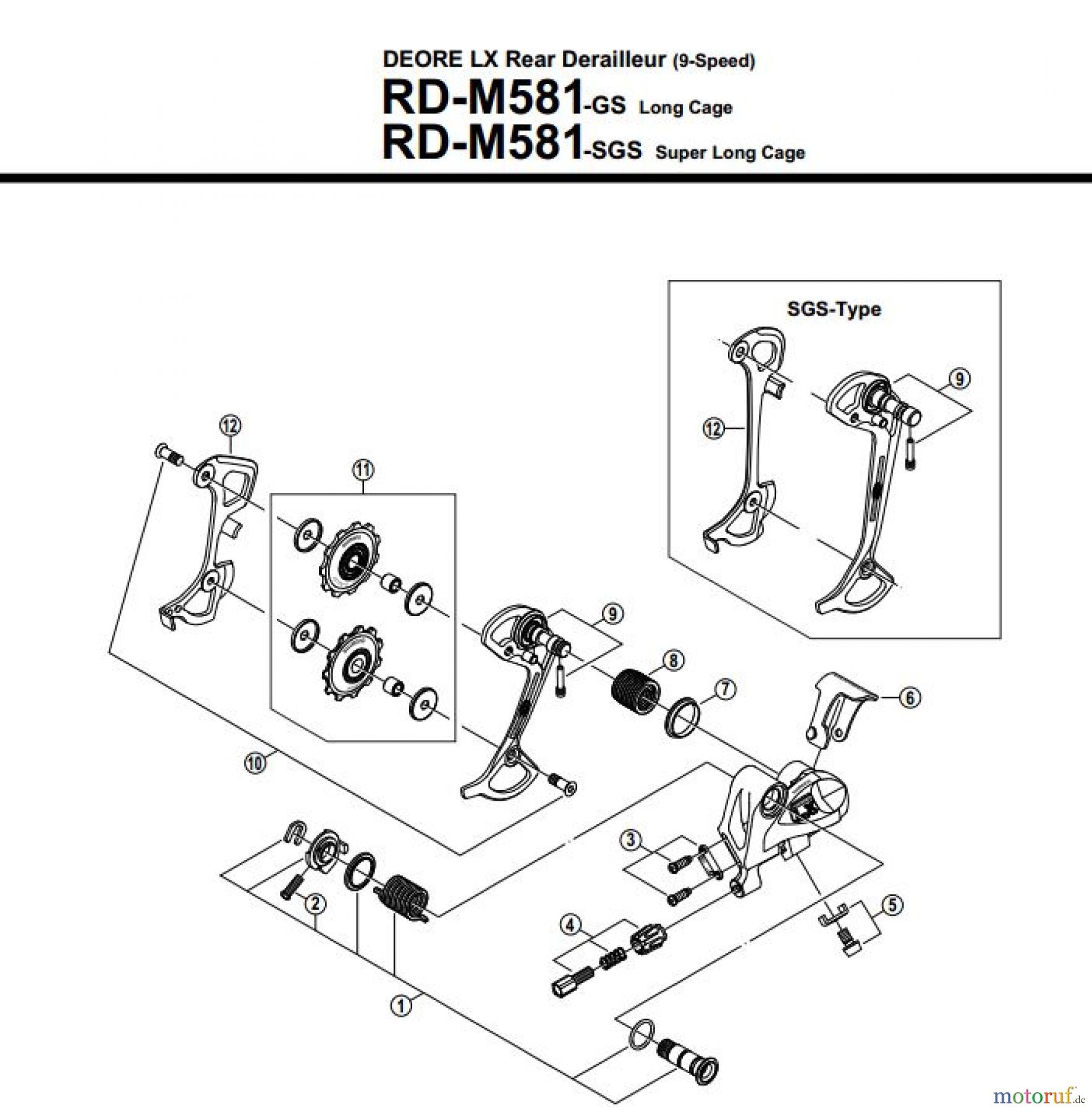  Shimano RD Rear Derailleur - Schaltwerk RD-M581-12552