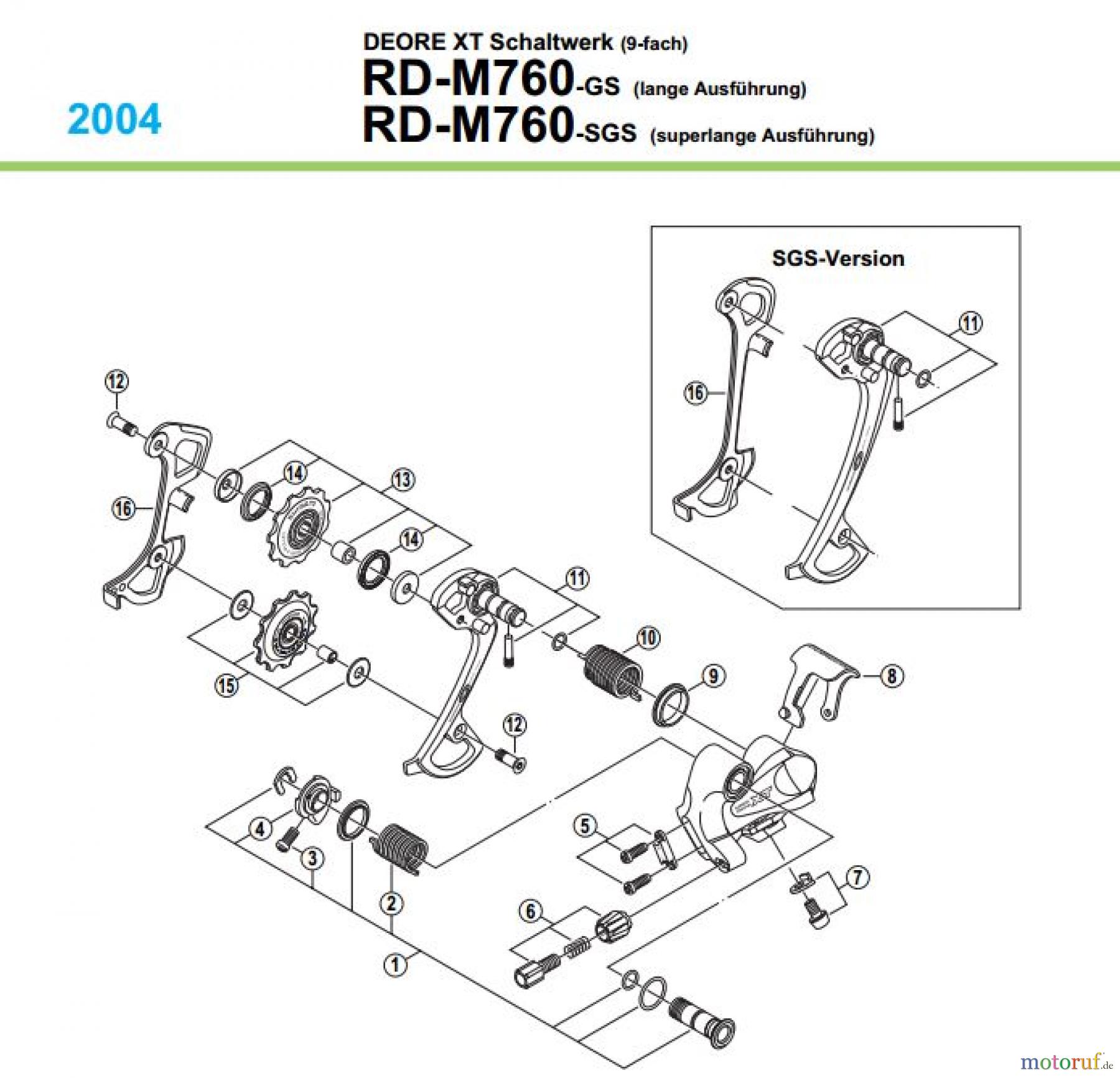  Shimano RD Rear Derailleur - Schaltwerk RD-M760-04