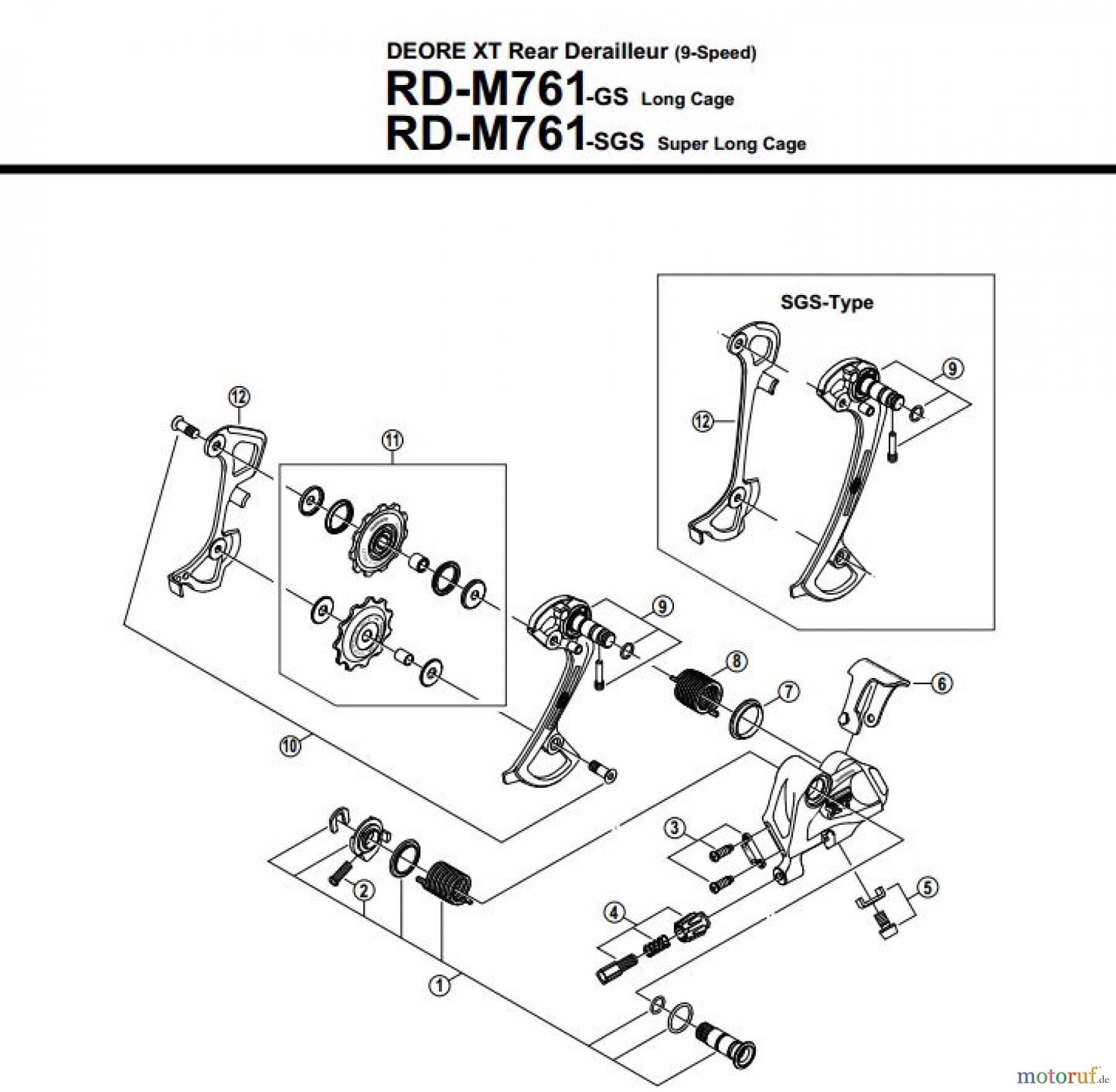  Shimano RD Rear Derailleur - Schaltwerk RD-M761-12551