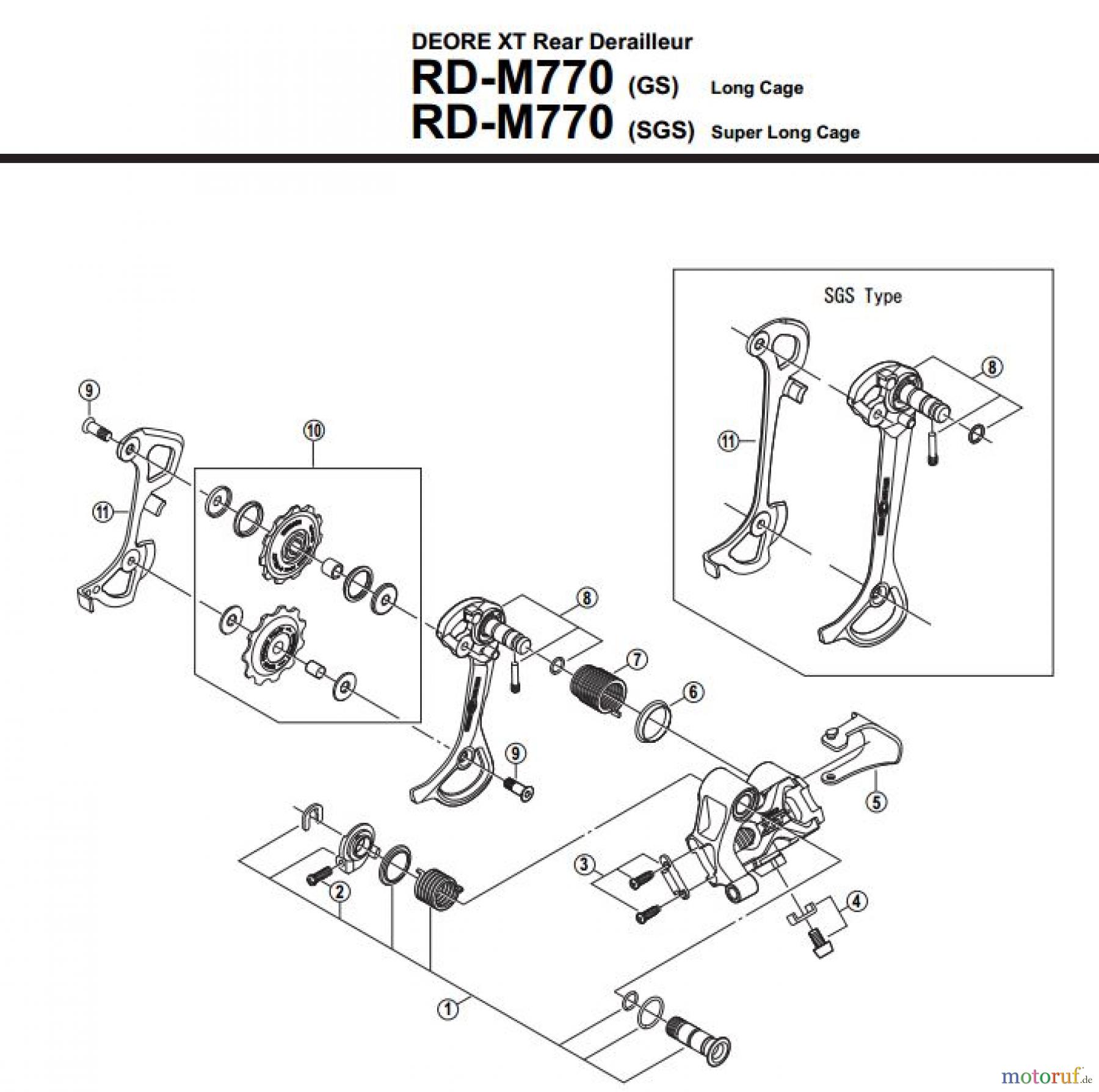  Shimano RD Rear Derailleur - Schaltwerk RD-M770-2705A