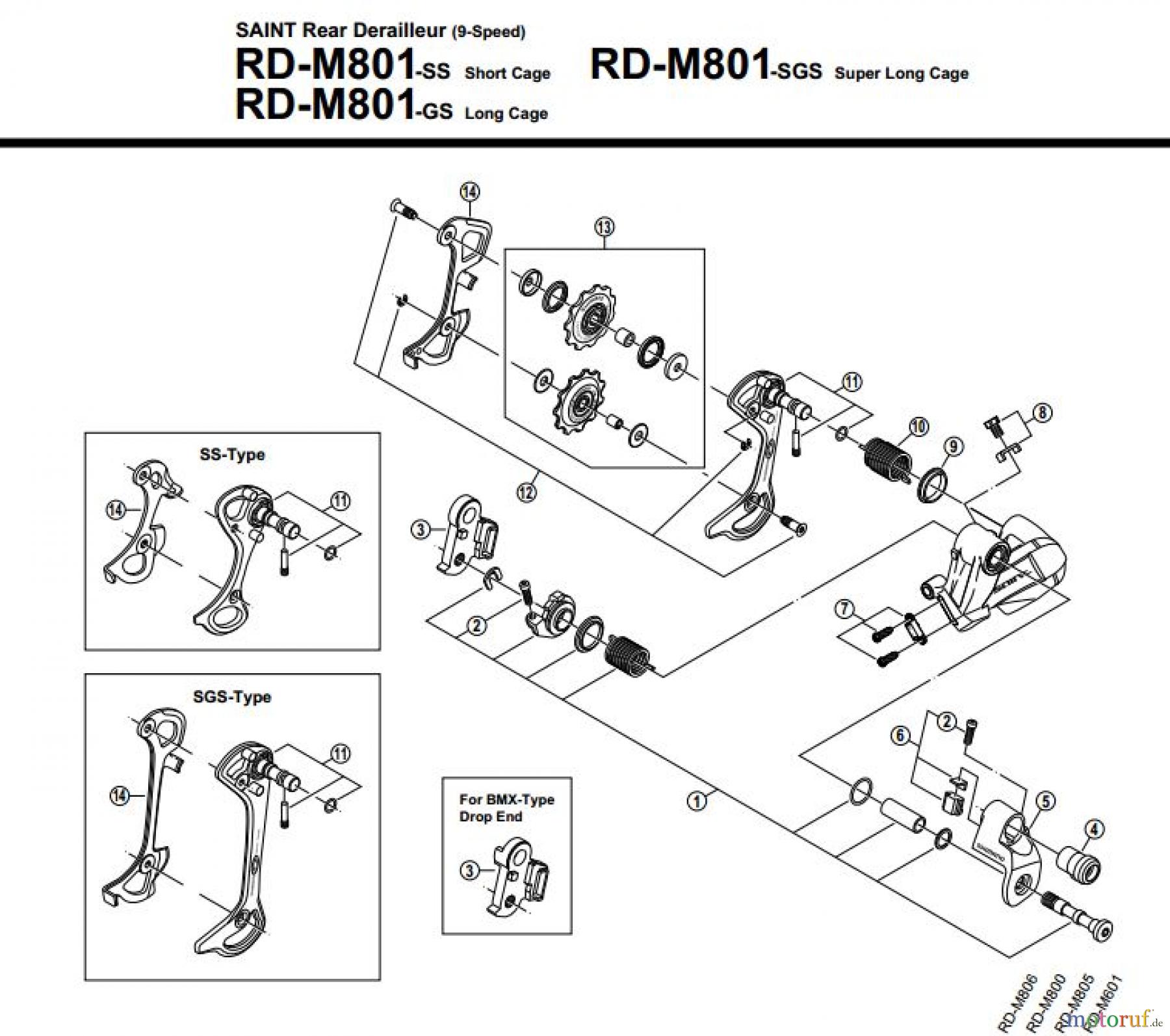  Shimano RD Rear Derailleur - Schaltwerk RD-M801