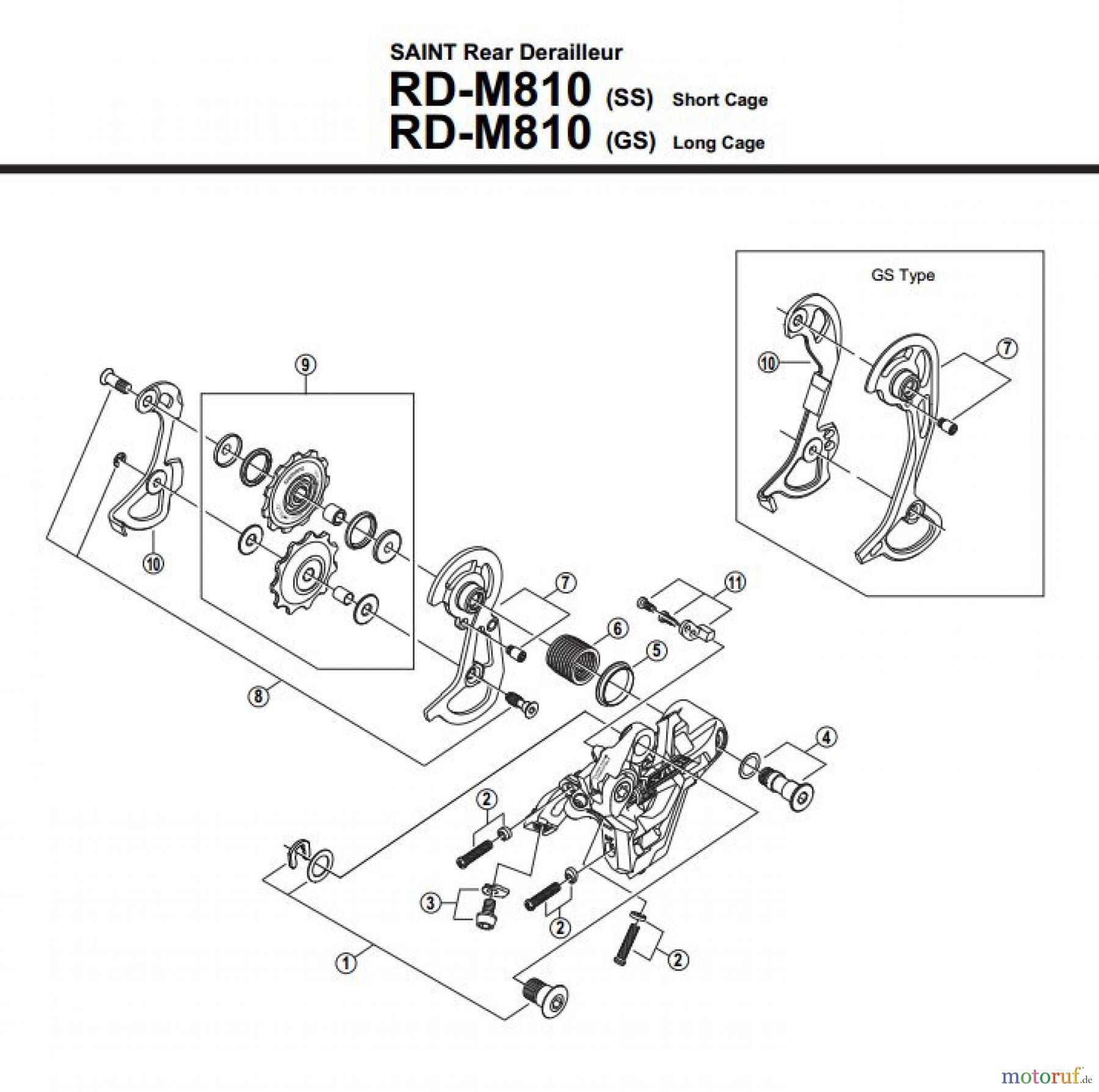  Shimano RD Rear Derailleur - Schaltwerk RD-M810-2830B