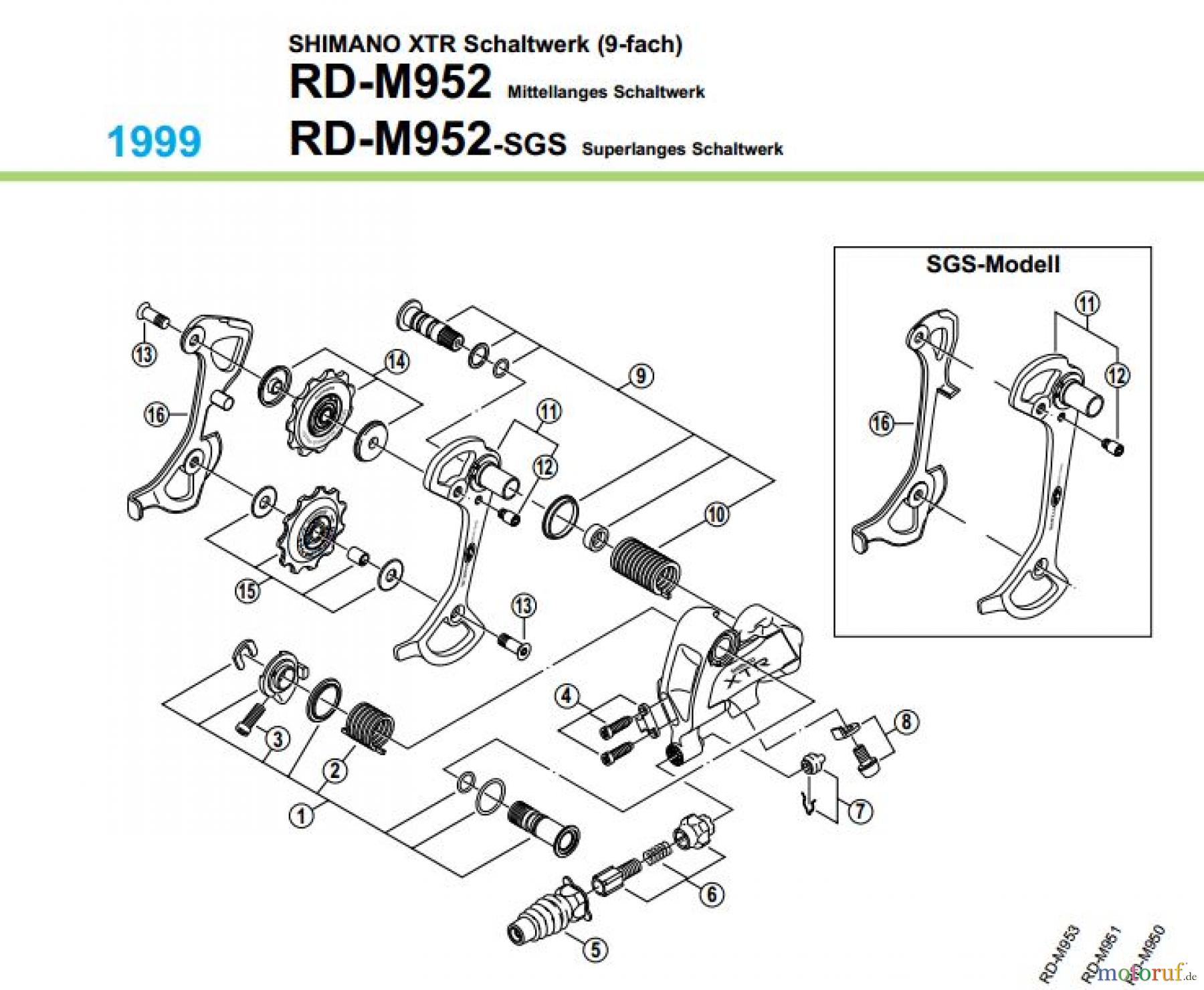  Shimano RD Rear Derailleur - Schaltwerk RD-M952-99