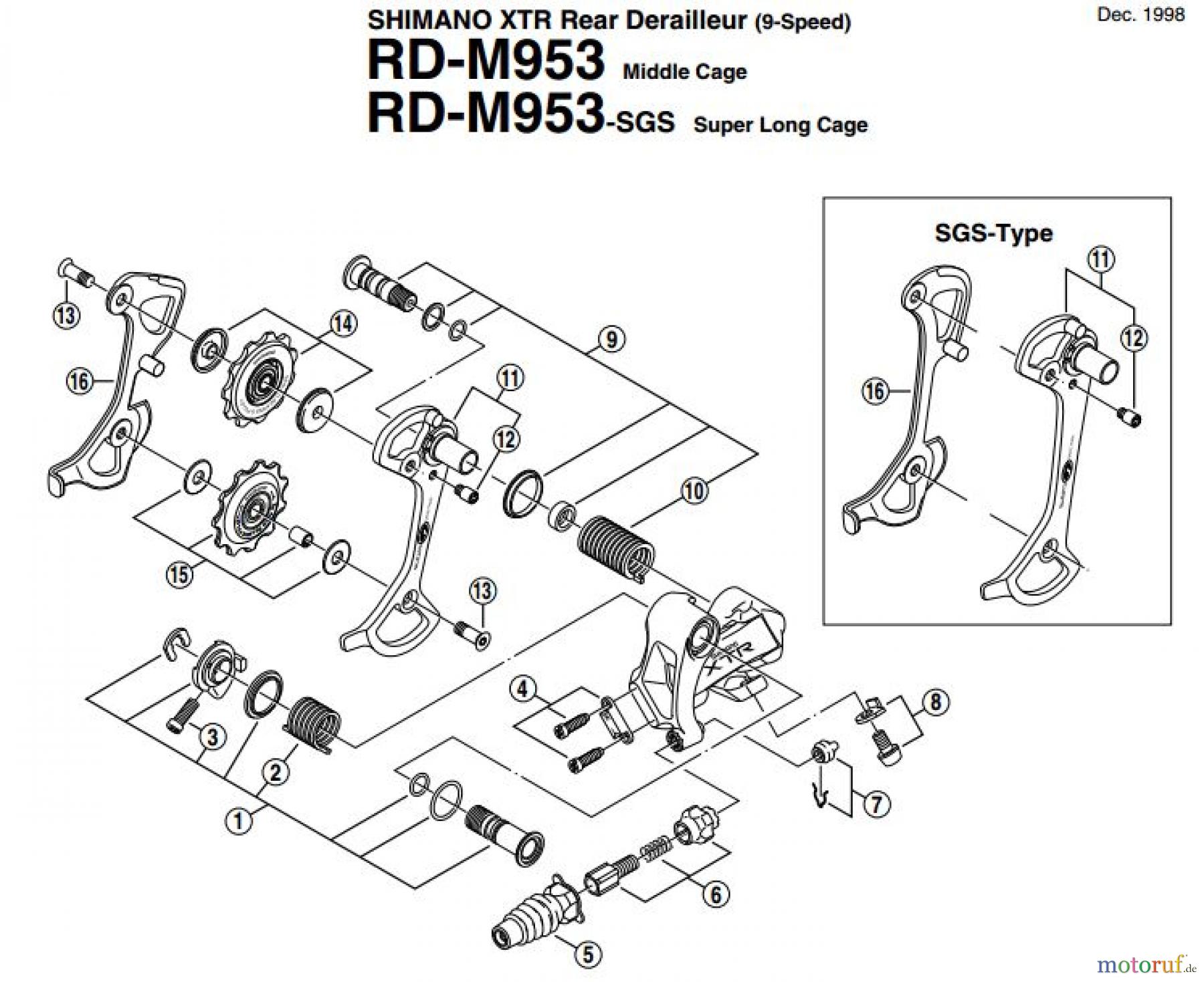  Shimano RD Rear Derailleur - Schaltwerk RD-M953-EV