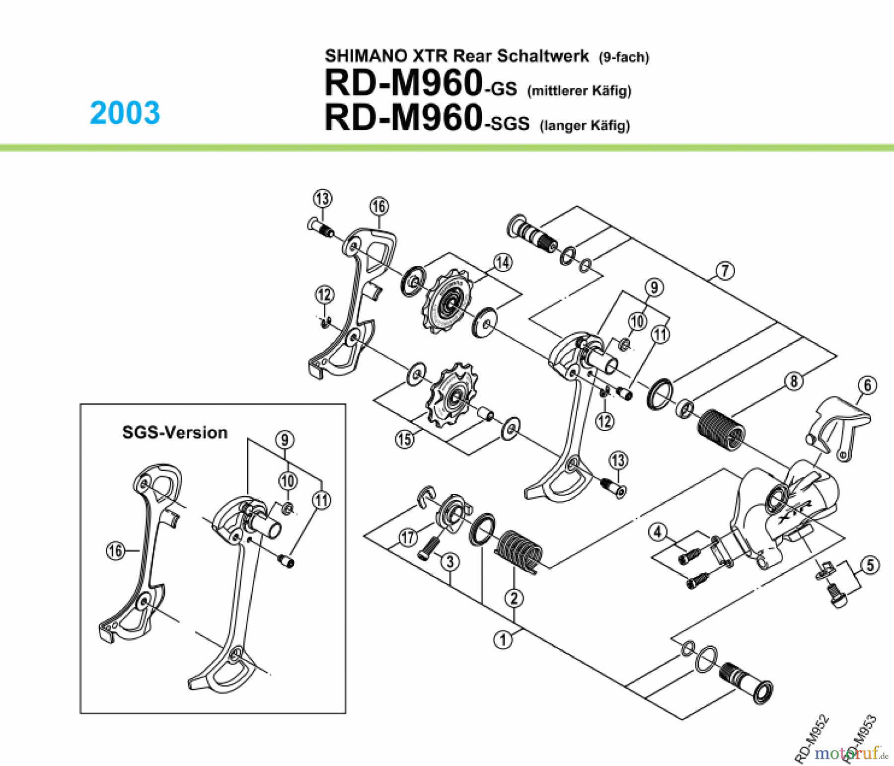  Shimano RD Rear Derailleur - Schaltwerk RD-M960-03