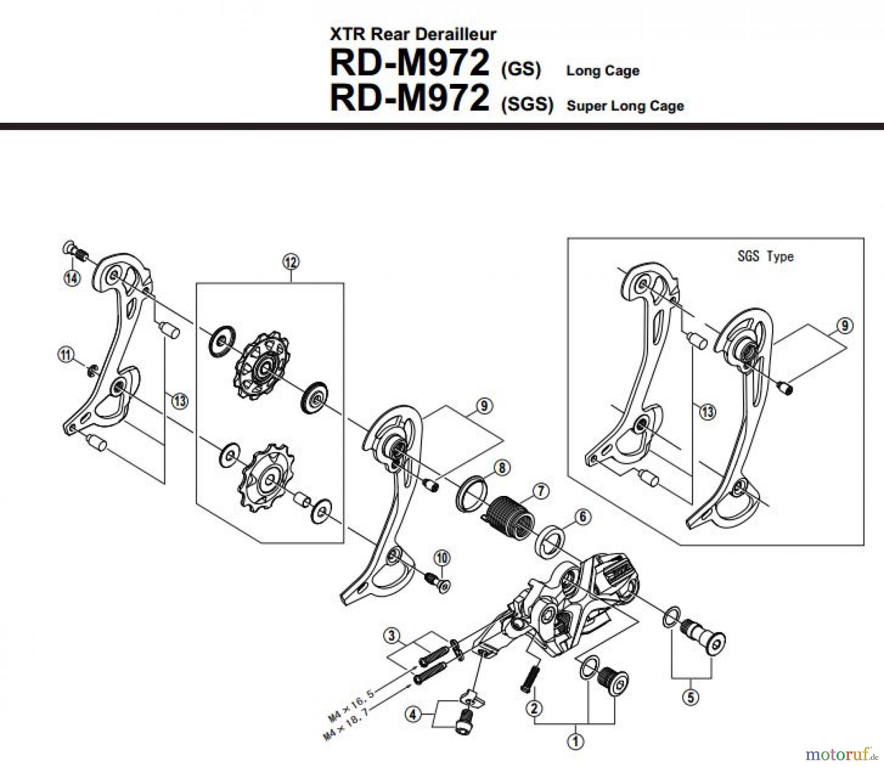  Shimano RD Rear Derailleur - Schaltwerk RD-M972-2758