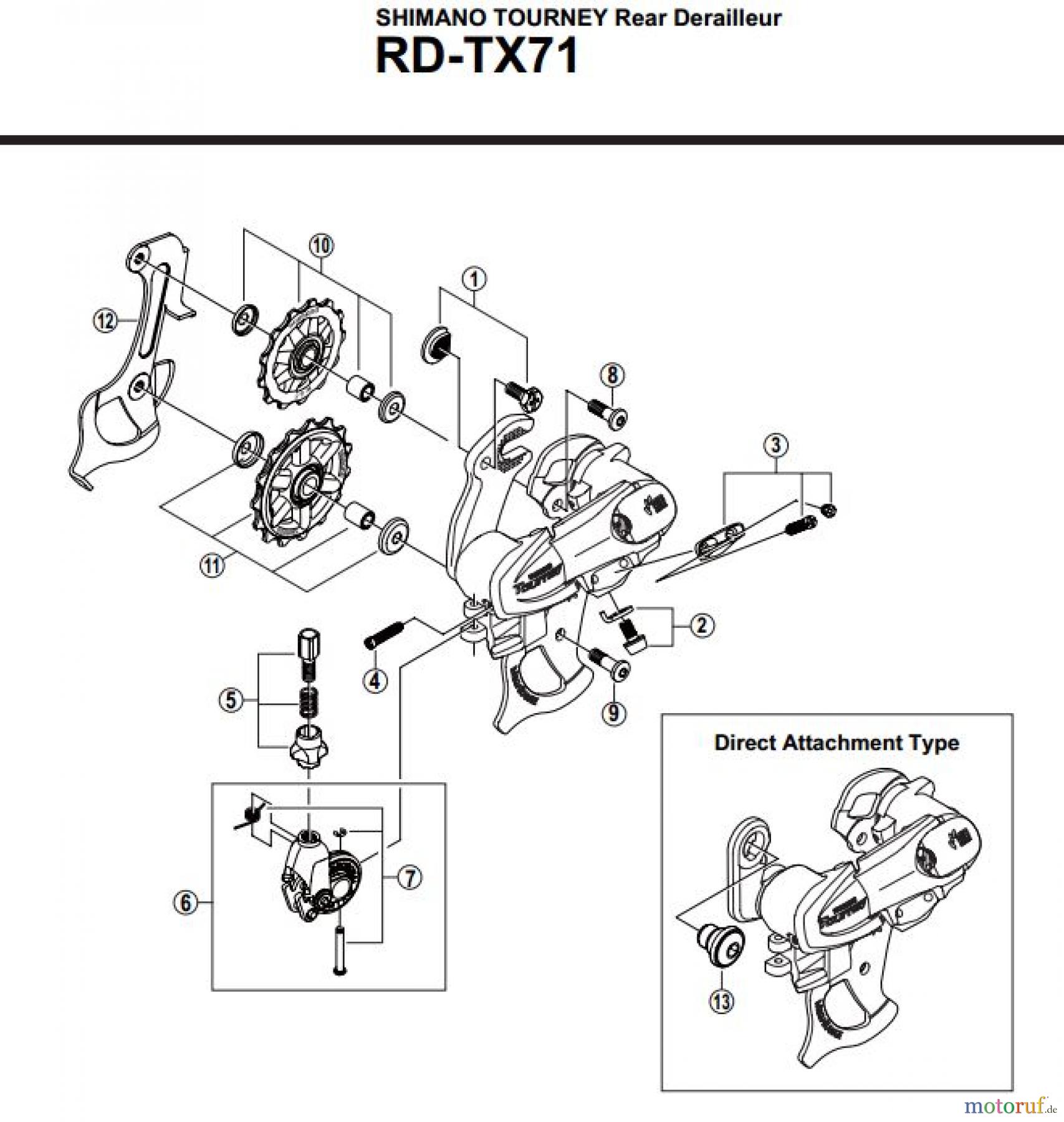  Shimano RD Rear Derailleur - Schaltwerk RD-TX71-2763A