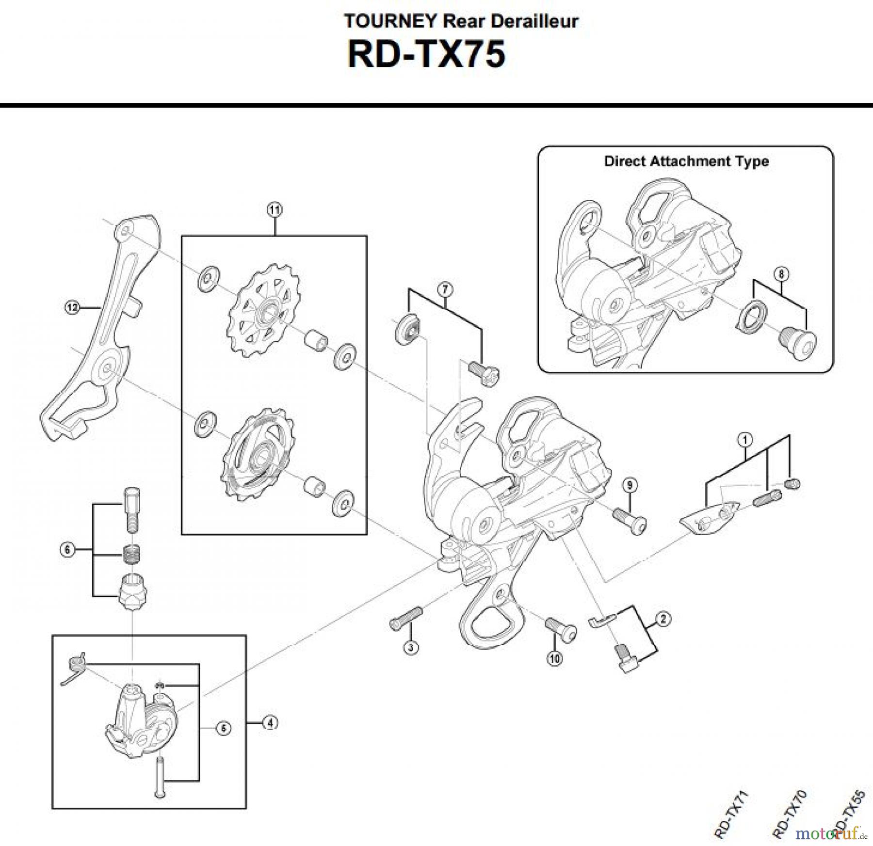  Shimano RD Rear Derailleur - Schaltwerk RD-TX75-3102