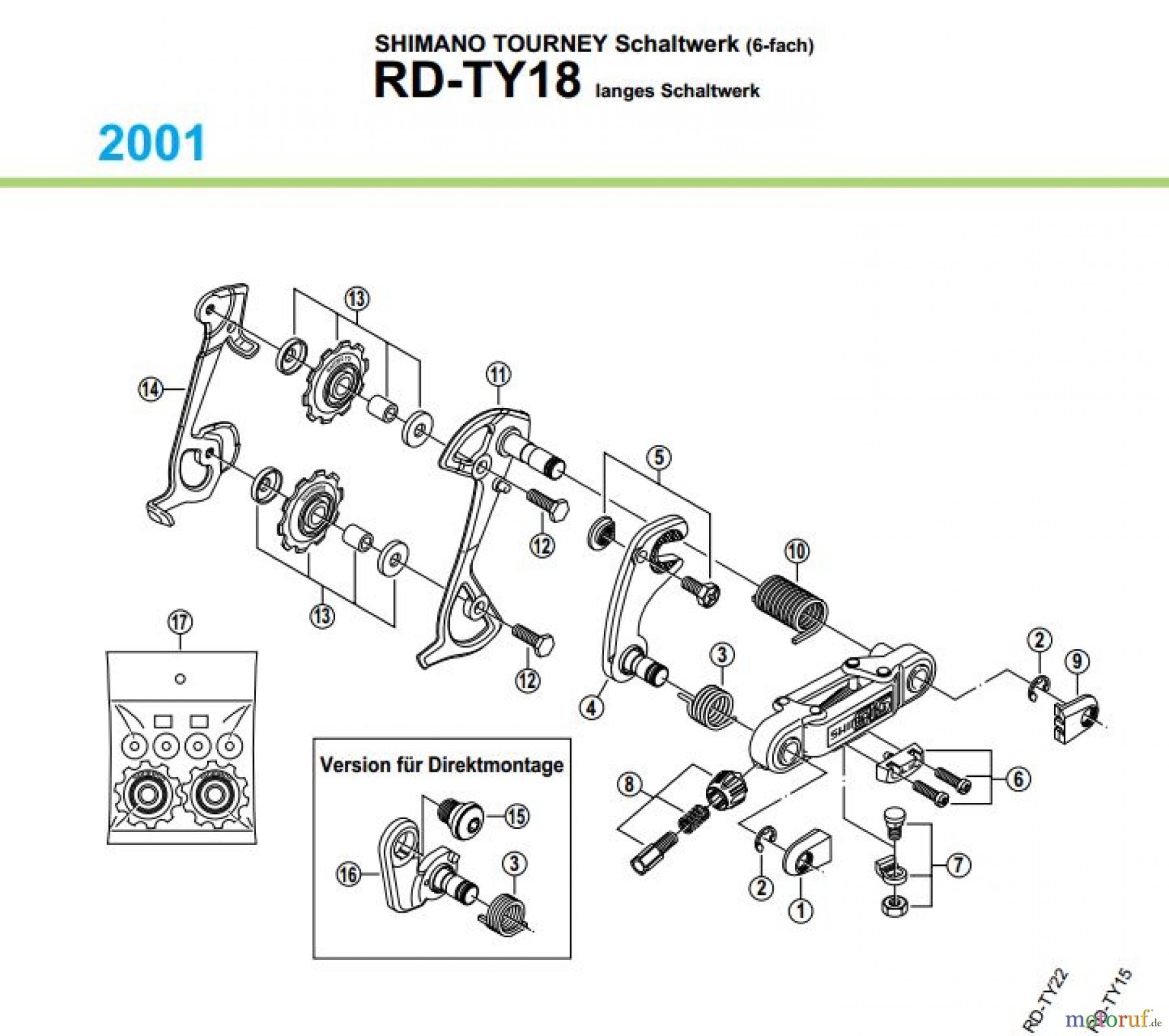  Shimano RD Rear Derailleur - Schaltwerk RD-TY18-01