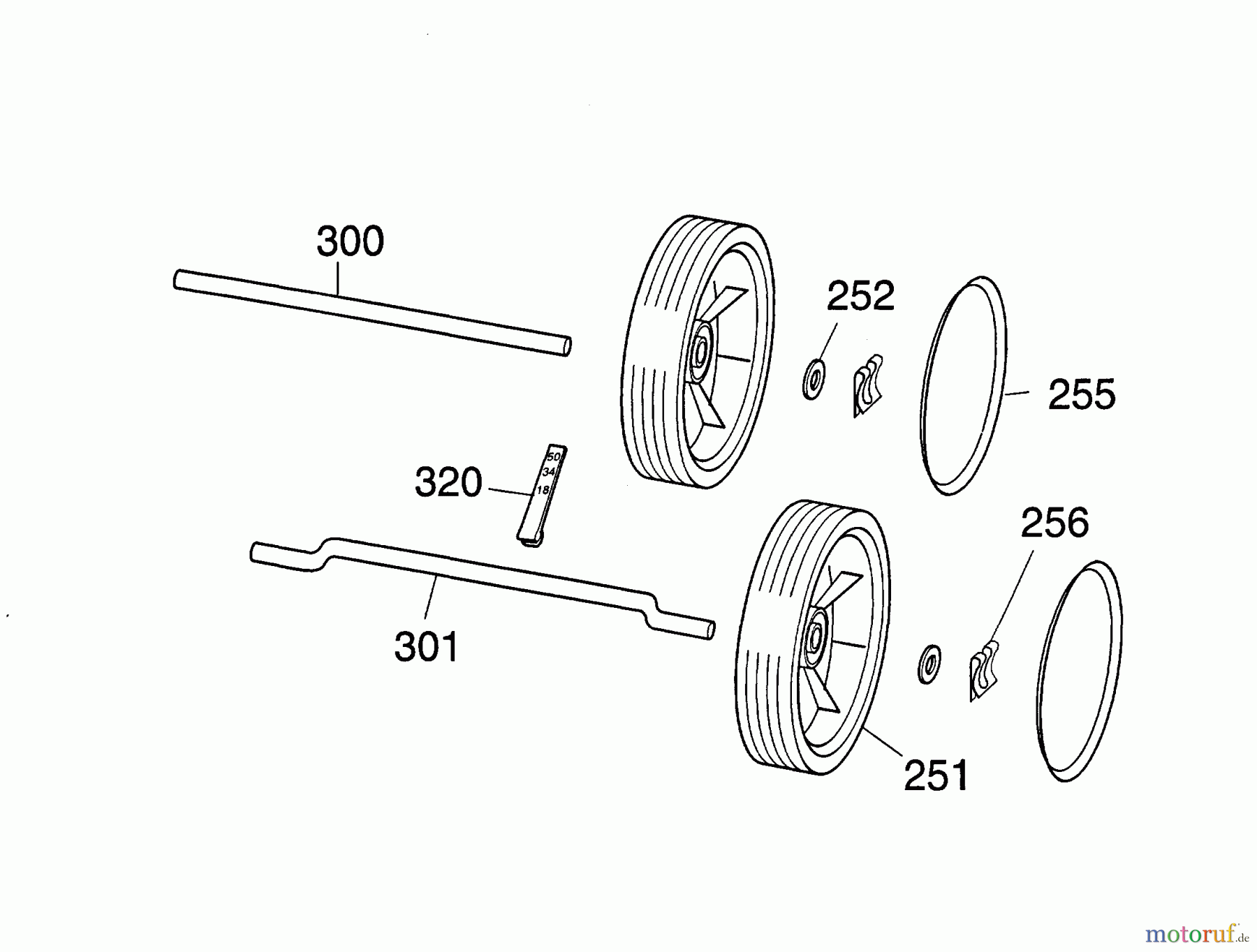  Wolf-Garten Electric mower 2.132 E 4901000 Series A  (1996) Axles, Wheels