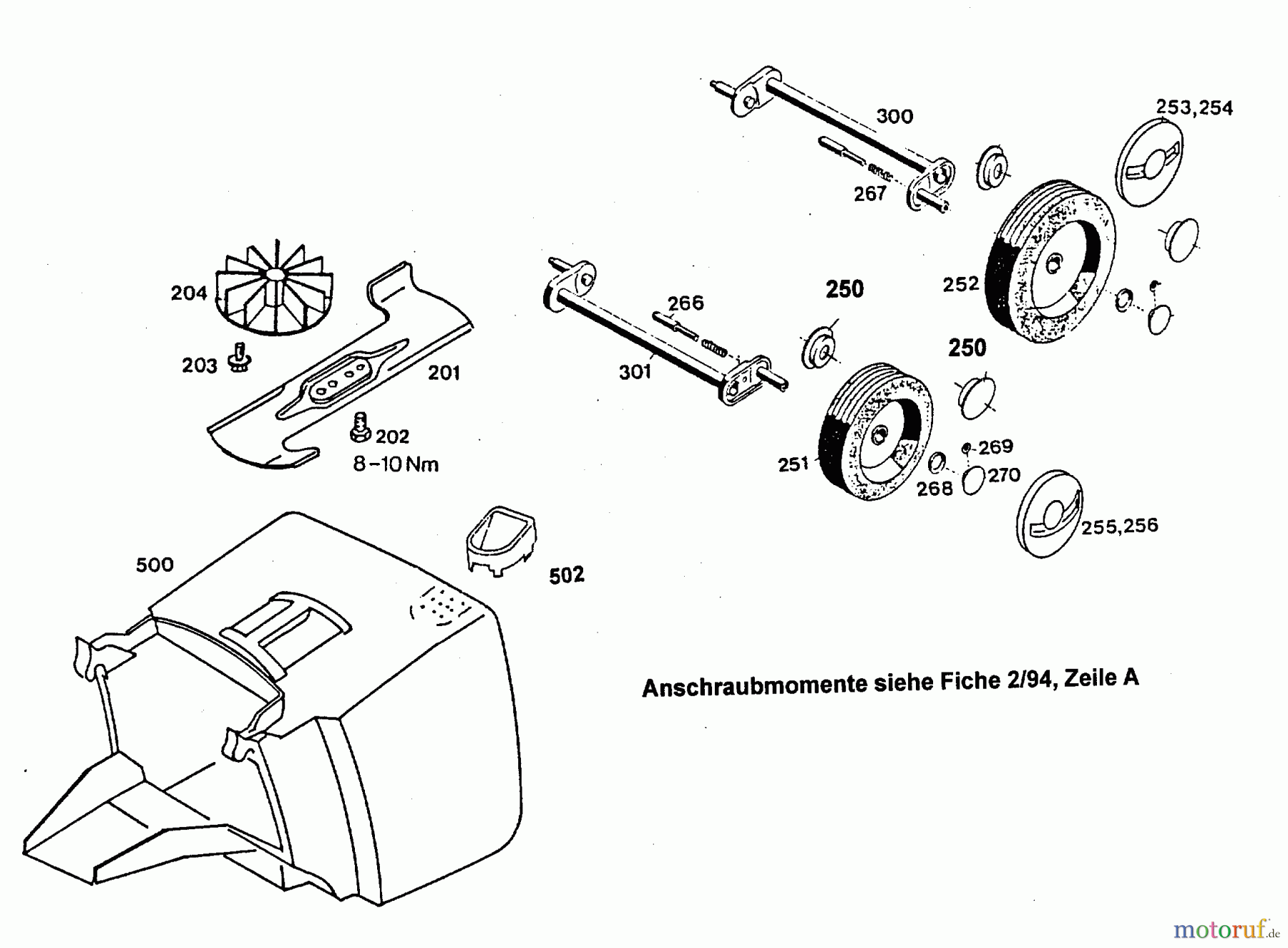  Wolf-Garten Electric mower 6.32 E 4922000 Series C, D  (1996) Grass box, Blade, Wheels