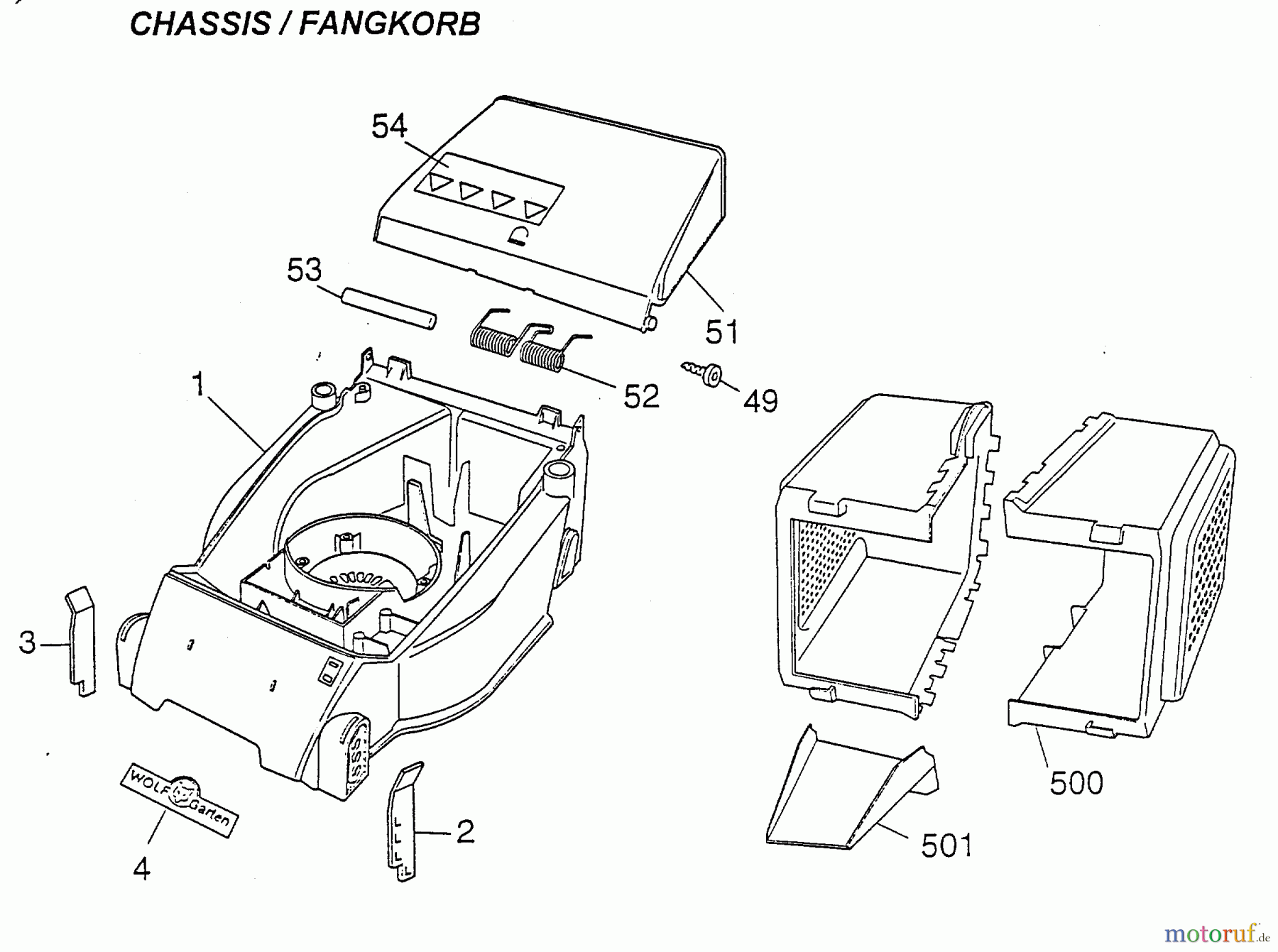  Wolf-Garten Electric mower Picco 32 E 4901000 Series A  (1997) Grass box, Rear flap, Deck housing