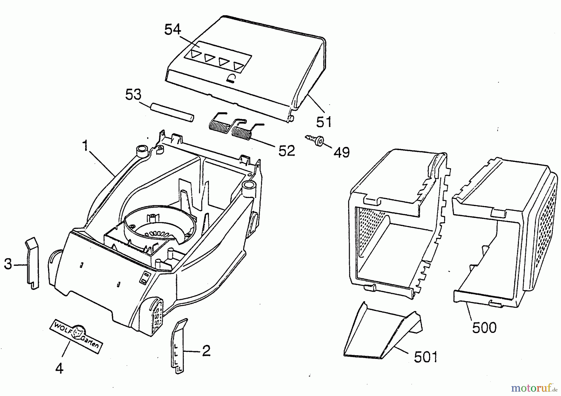  Wolf-Garten Electric mower Picco 32 E 4901000 Series A  (1998) Grass box, Rear flap, Deck housing