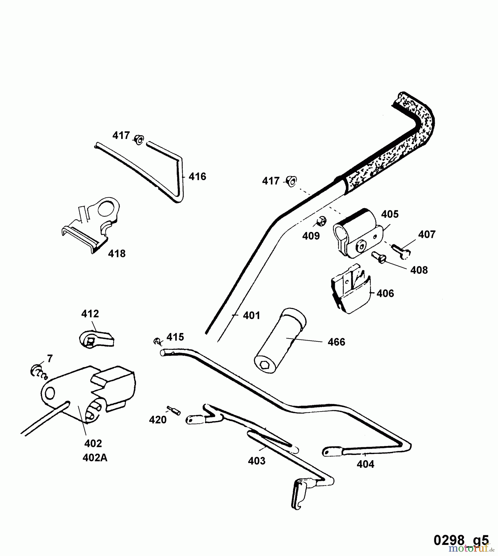  Wolf-Garten Electric mower self propelled 6.42 EA 4925083 Series E  (1998) Upper Handle, Switch