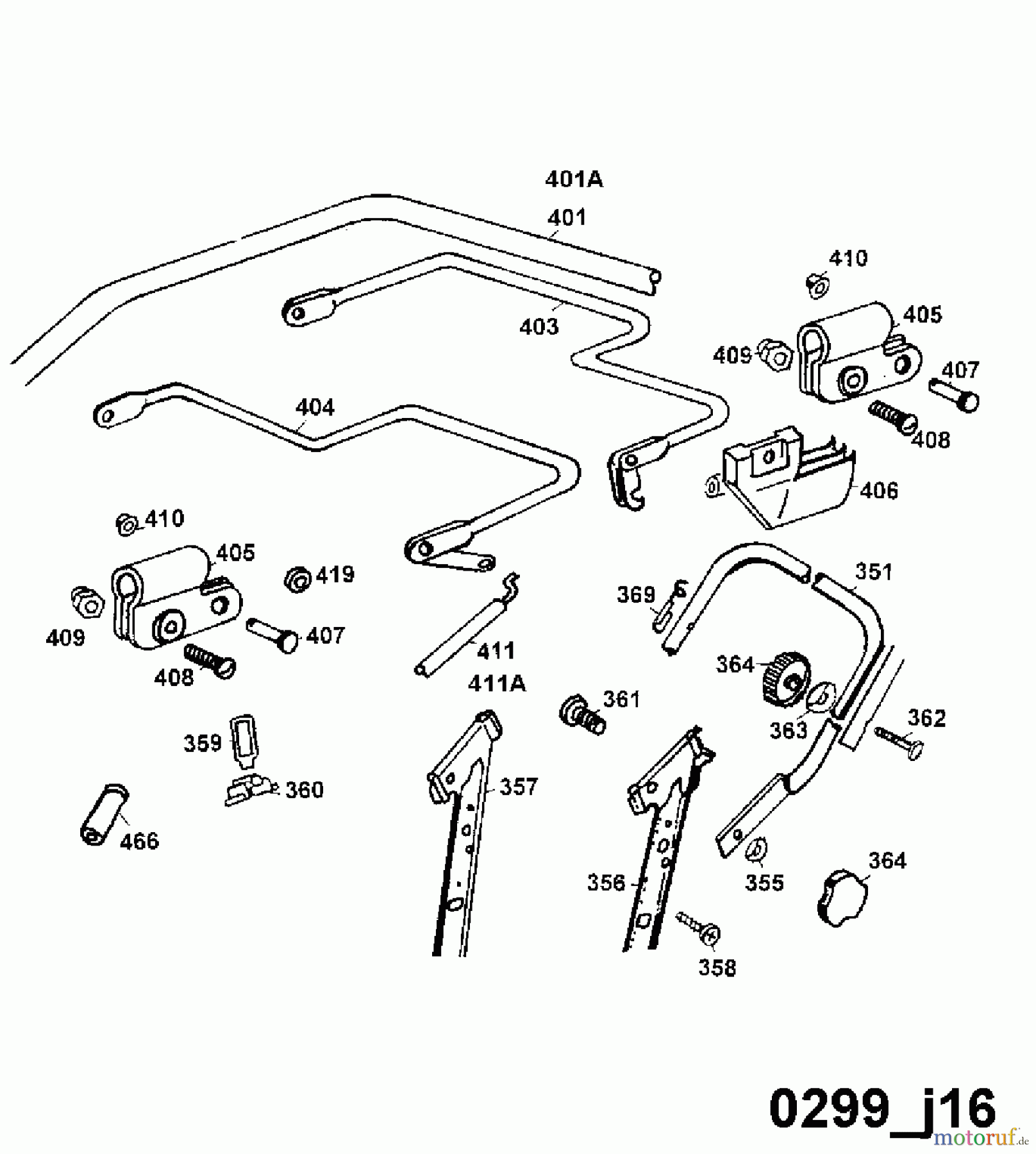  Wolf-Garten Petrol mower self propelled 6.42 BAK 4726000 Series B  (1999) Handle