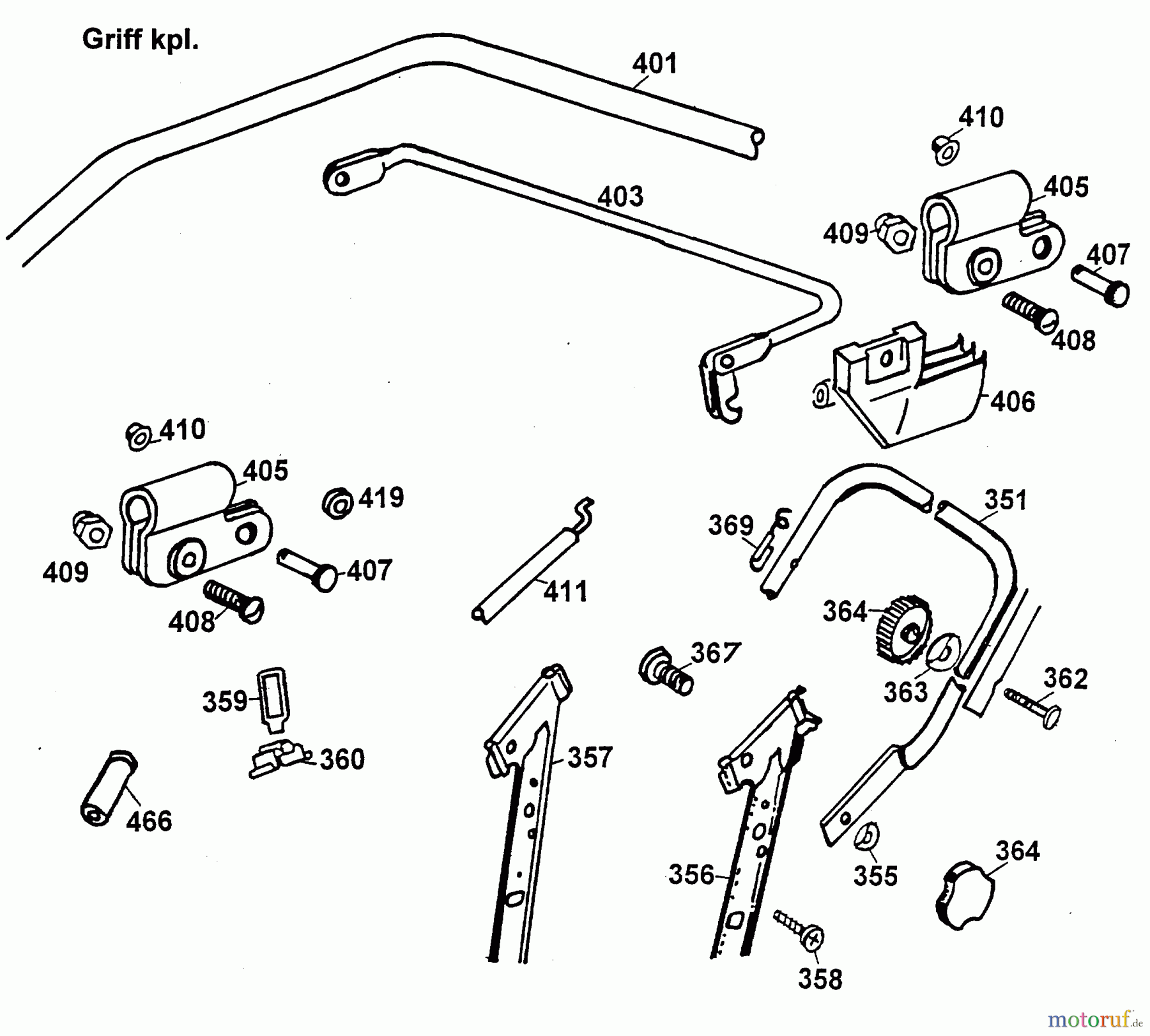  Wolf-Garten Petrol mower 6.42 BK 4727000 Series A  (1999) Handle