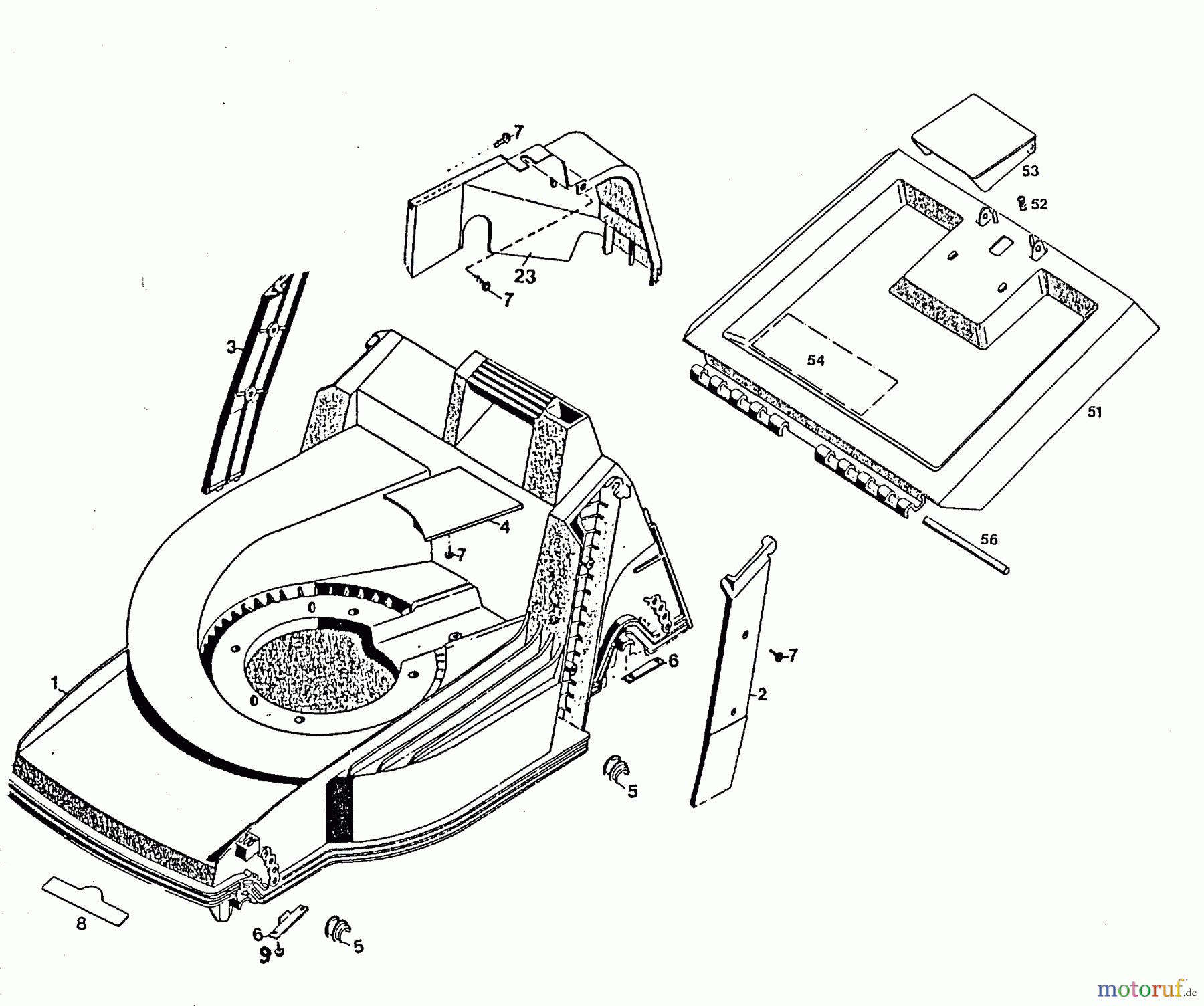  Wolf-Garten Electric mower 6.42 E 4945083 Series D  (1996) Rear flap, Deck housing